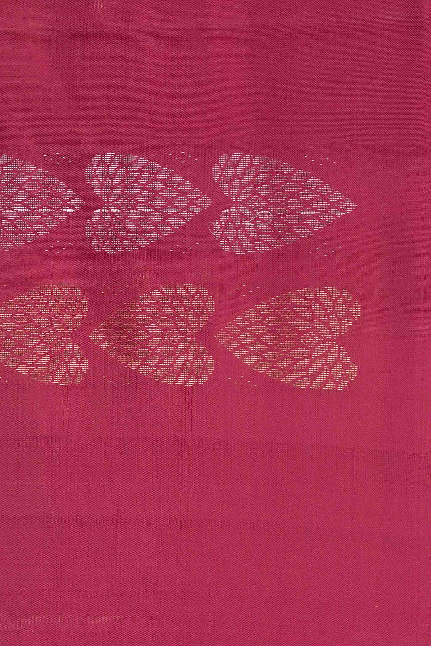 Border image of Maroon Dual Tone Soft Silk Saree with Zari Butta on the body and Without Border. 