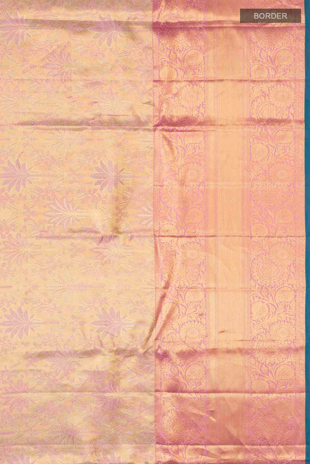 Border image of Multicolor Kanchipuram Tissue Silk Saree with Zari Brocade on the body and Zari Border