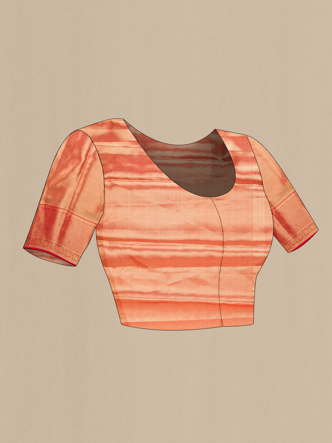 Close up image of the blouse of Green Dual Tone Kanchipuram Tissue Silk Saree with Zari Brocade on the body and Zari Border. 