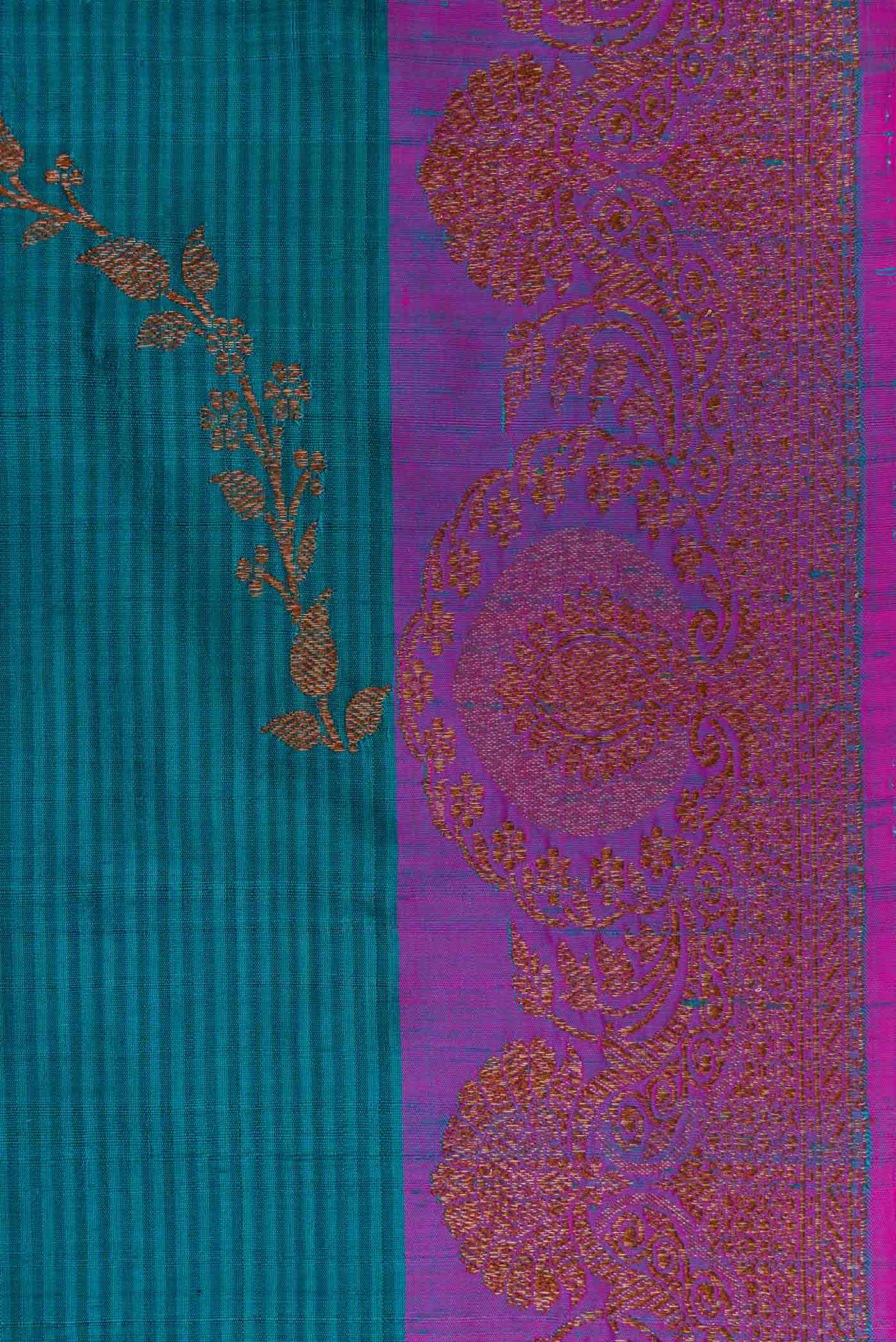 Border image of Maya Blue Banarasi Tussar Silk Saree with Zari Butta on the body and Zari Border