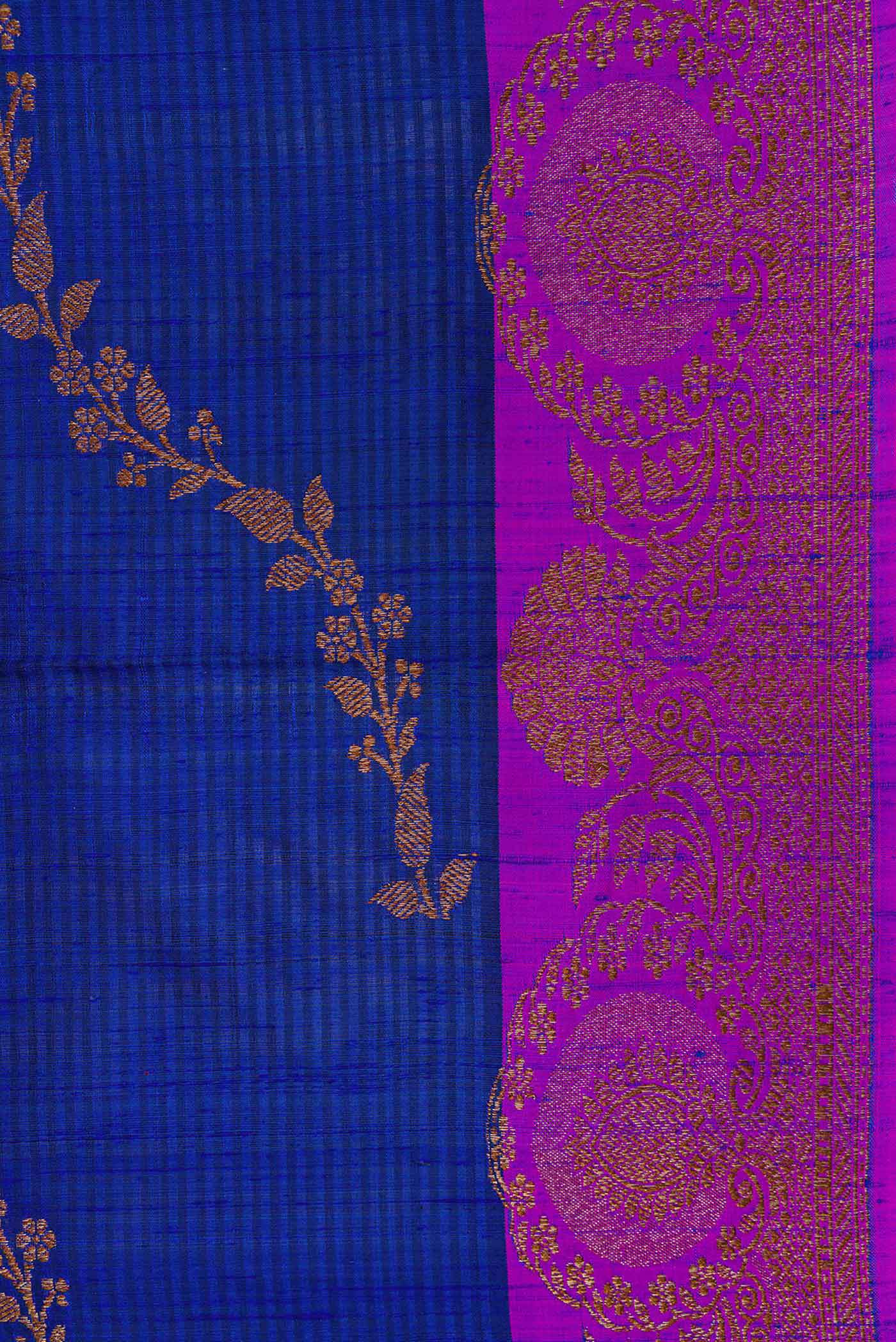 Border image of Royal Blue Banarasi Tussar Silk Saree with Zari Butta on the body and Zari Border