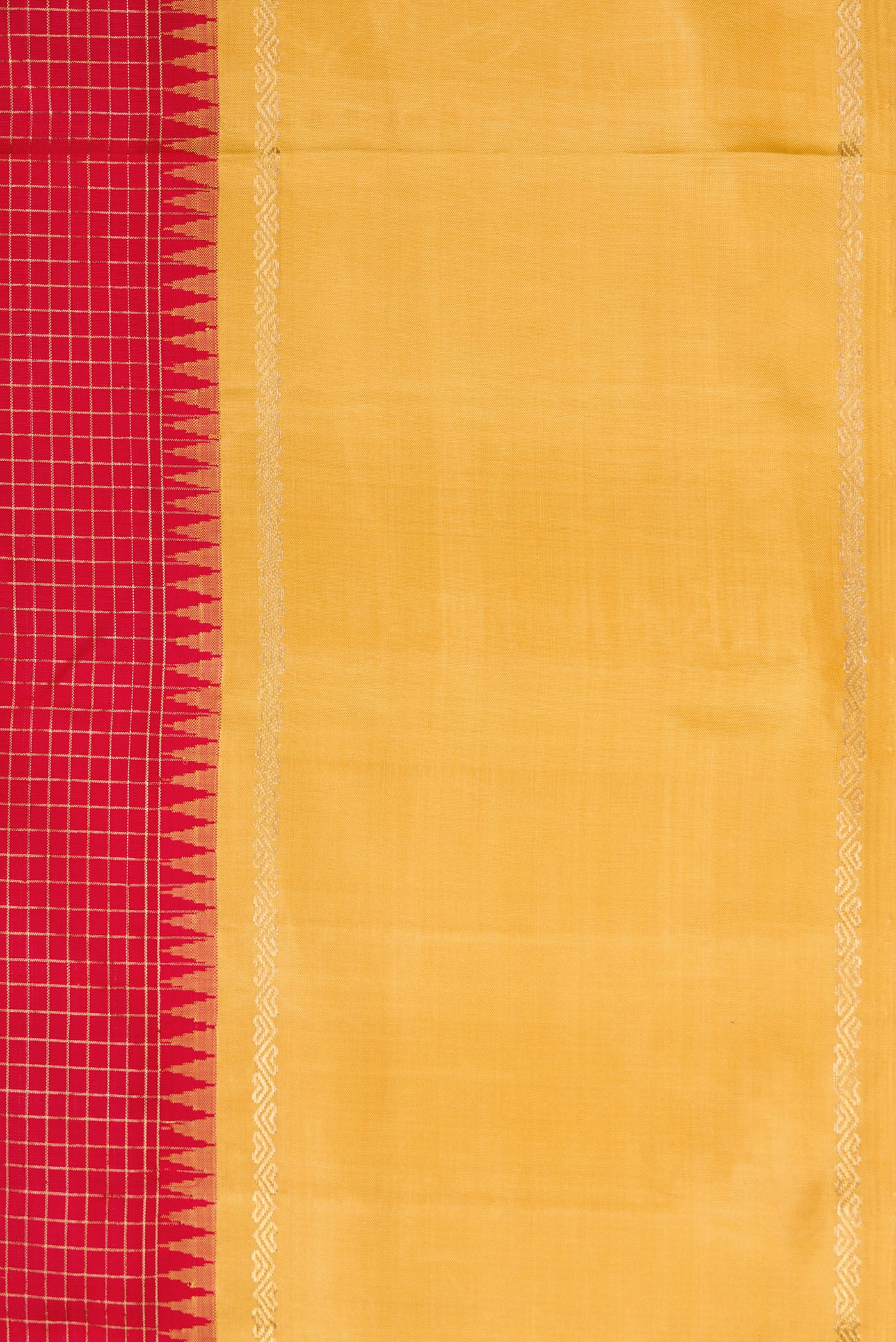 Border image of Pure Silk Pure Zari Red Dual Tone Kanchipuram Saree with Stripes on the body and Zari Border. 