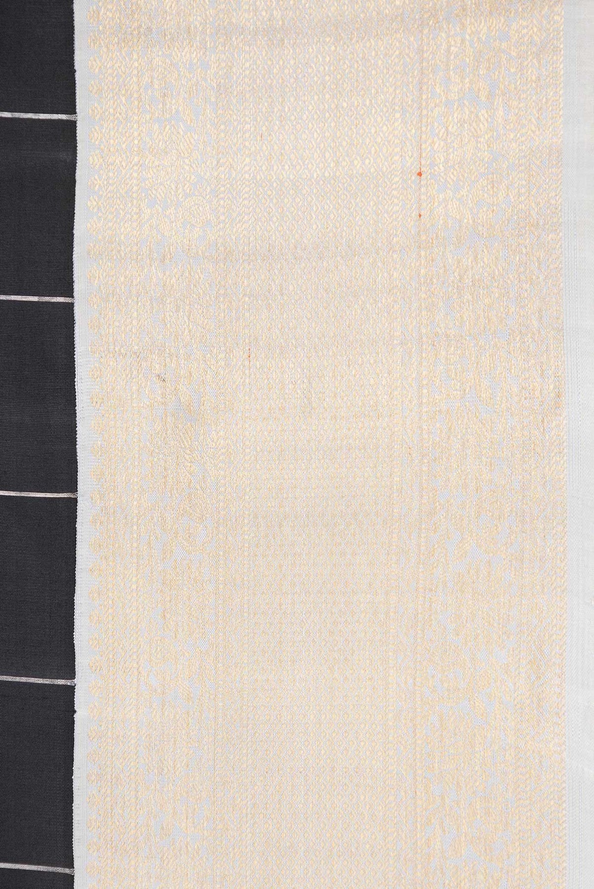 Border image of Pure Silk Pure Zari Black Dual Tone Kanchipuram Saree with Checked design on the body and Zari Border