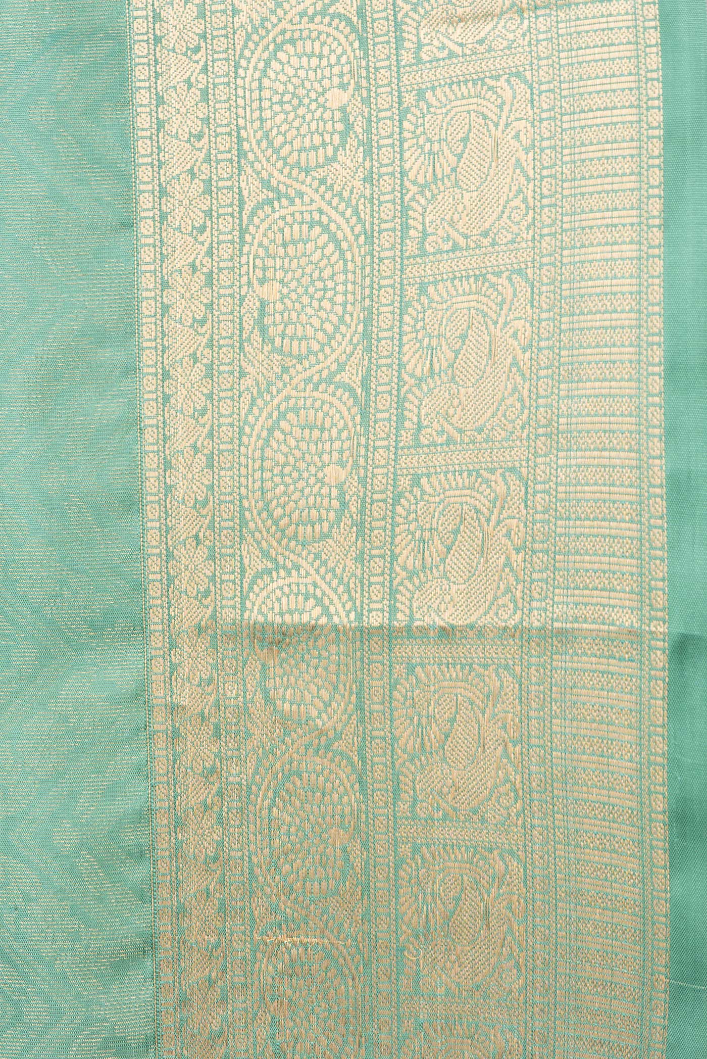Border image of Sea Green Dual Tone Soft Silk Saree with Zari Brocade on the body and Zari Border. 