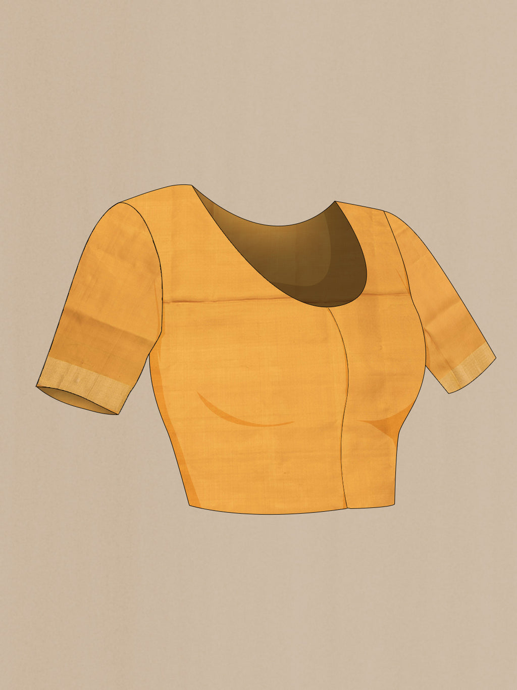 Close up image of the blouse of Grey Dual Tone Soft Silk Saree with Zari Butta on the body and Zari Border. 