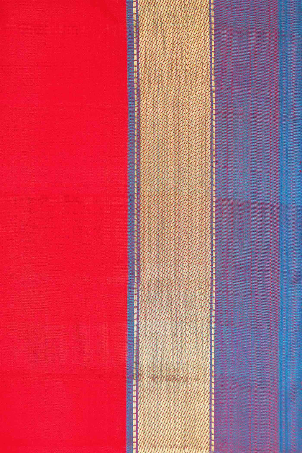 Border image of Red Dual Tone Kanjivaram Silk Saree with Plain Body and Zari Border. 