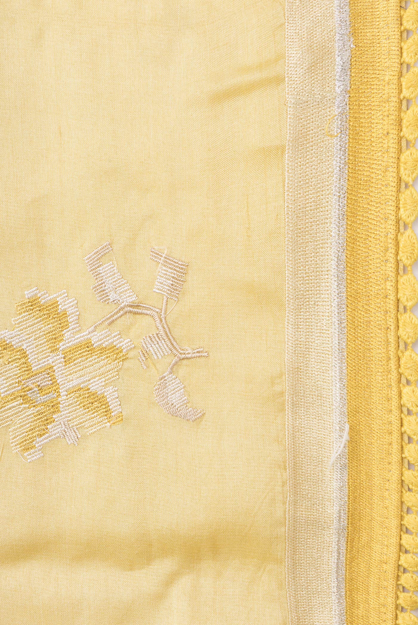 Border image of Sandal Dual Tone Tussar Silk Saree with Embroidery on the body and Embroidery Border. 