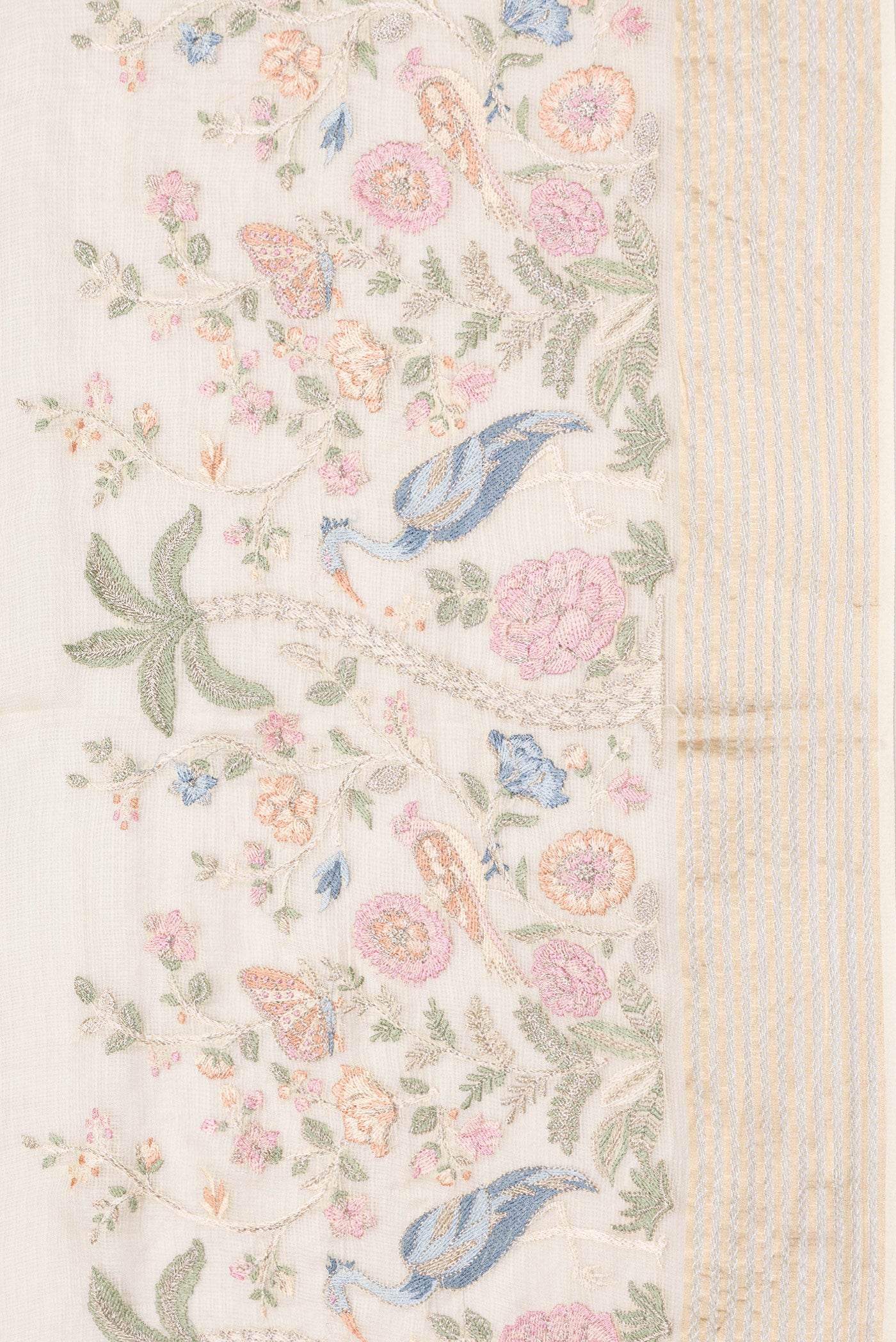 Border image of Beige Dual Tone Kota Silk Saree with Checked design on the body and Embroidery Border. 