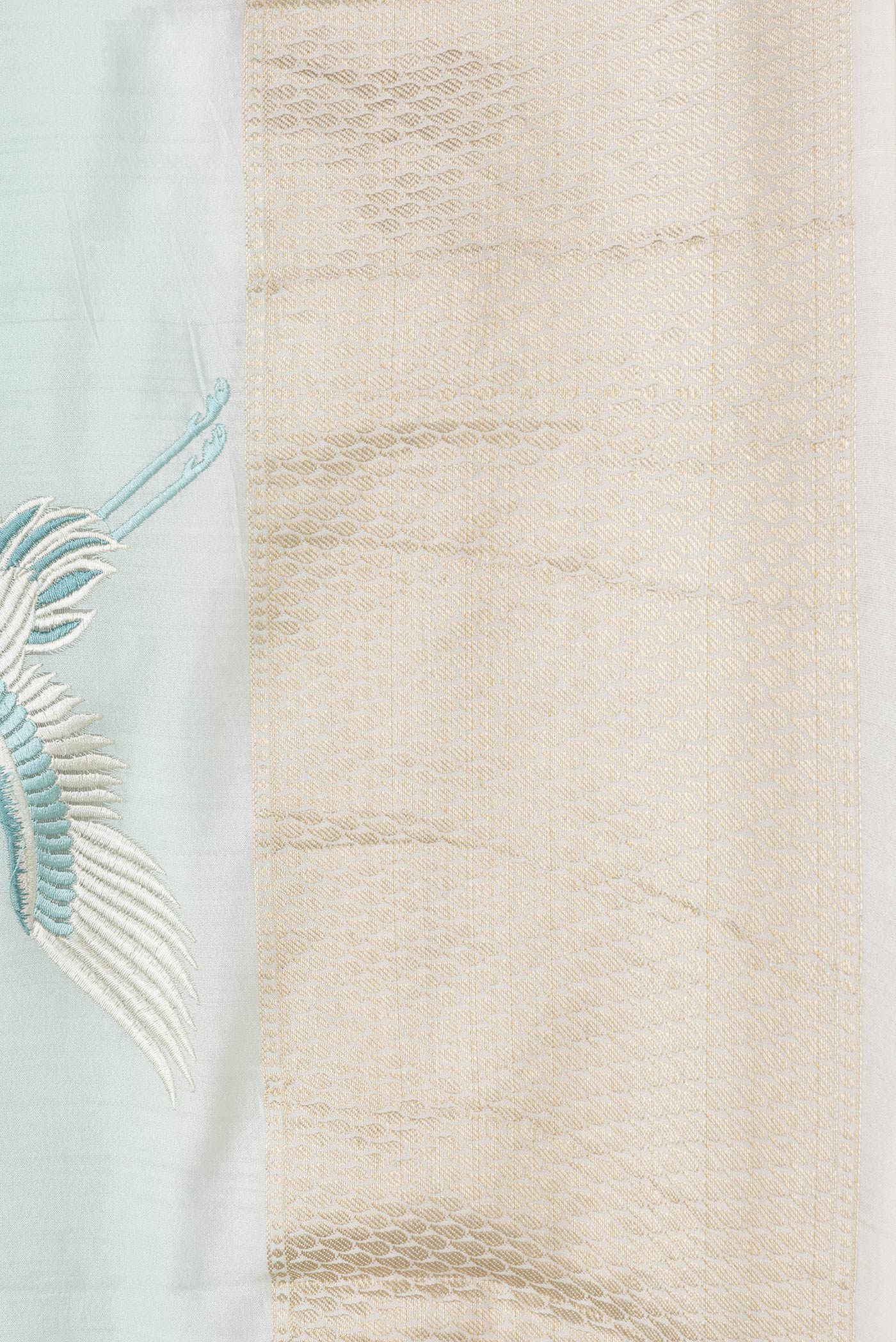 Border image of Light Blue Dual Tone Tussar Silk Saree with Plain Body and Fancy Border. 