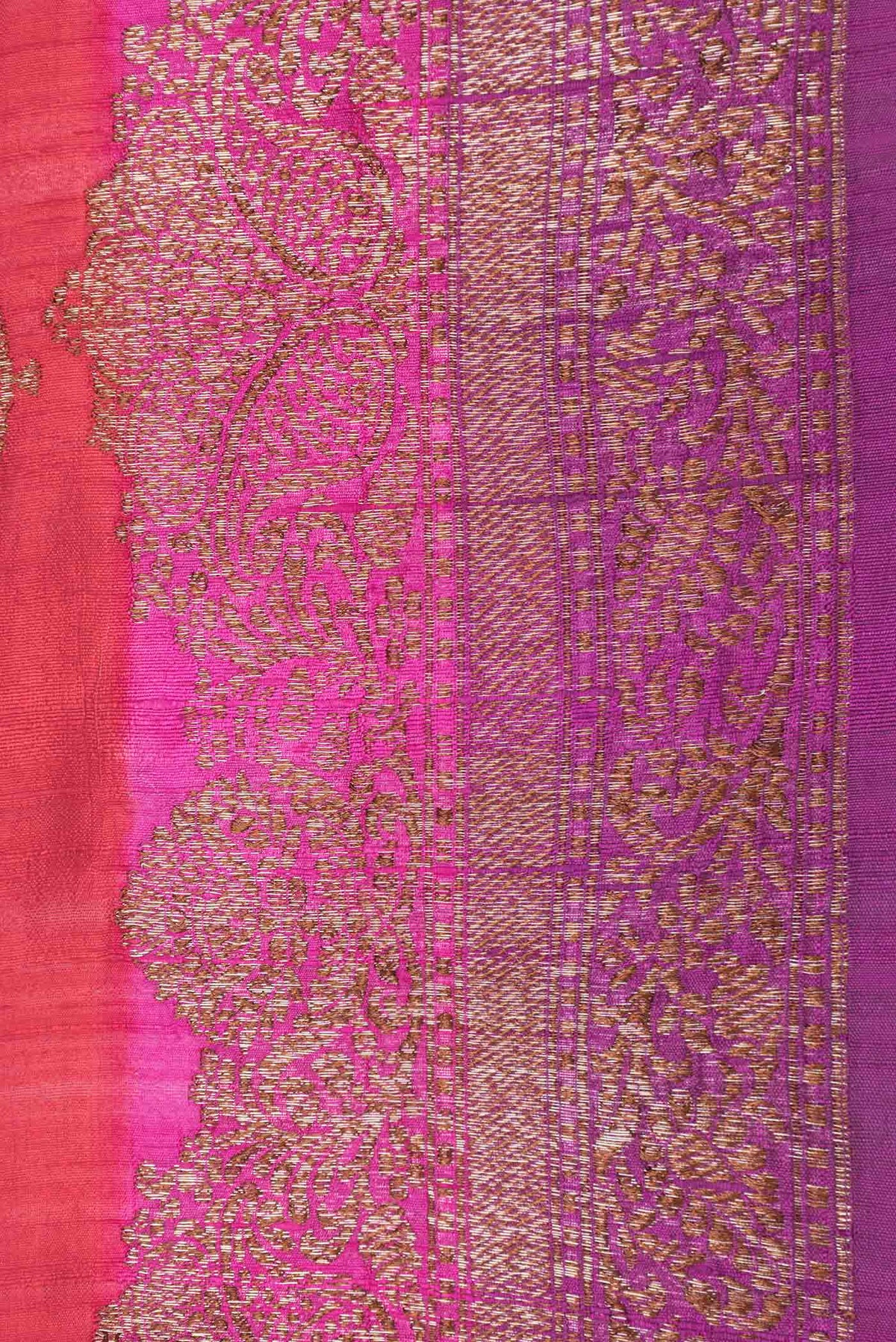 Border image of Red Dual Tone Raw Silk Saree with Zari Butta on the body and Zari Border