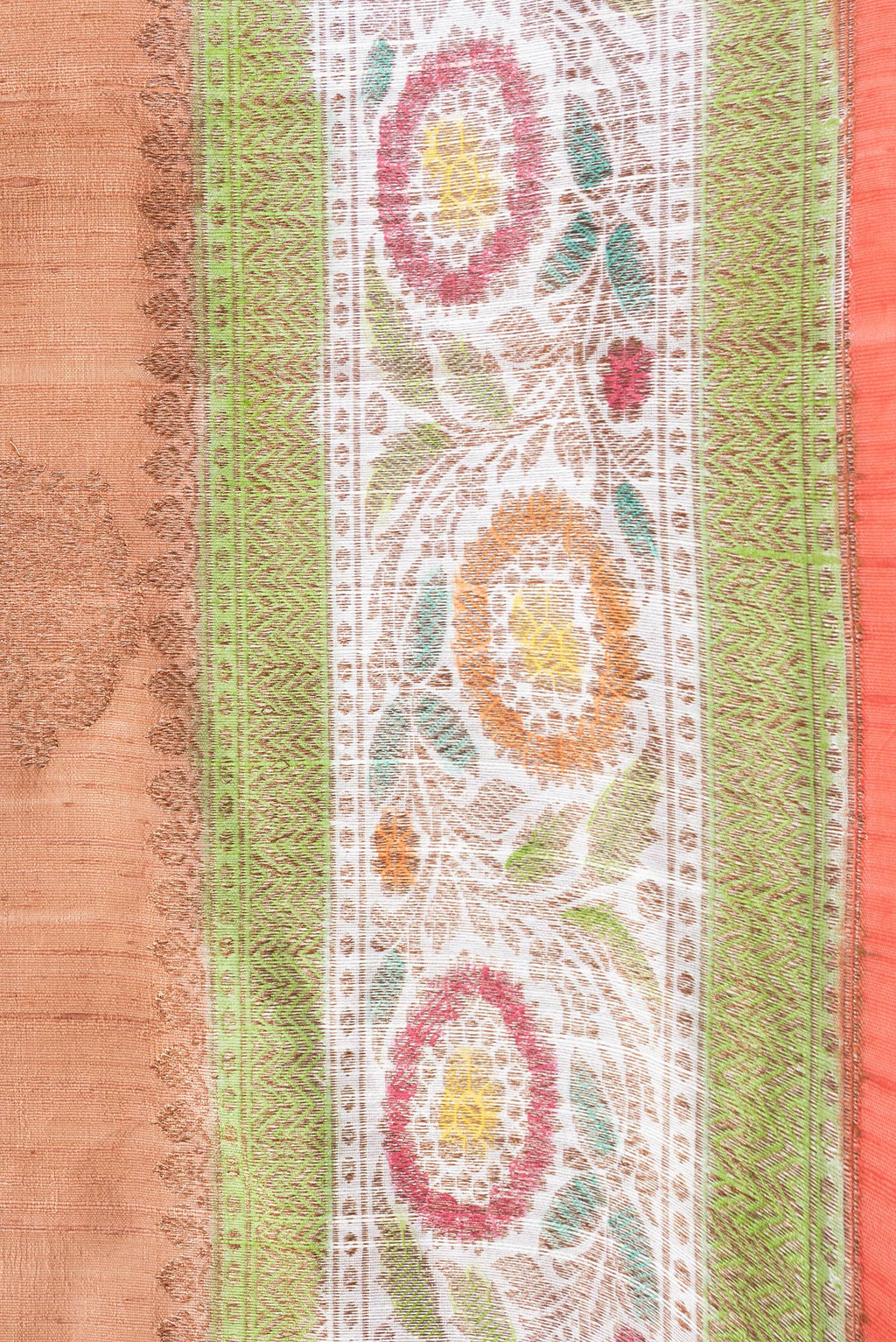 Border image of Brown Dual Tone Raw Silk Saree with Zari Butta on the body and Zari Border. 