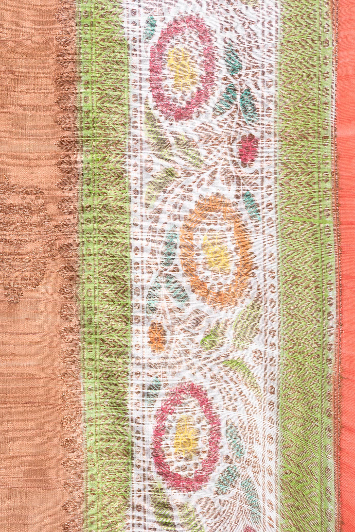 Border image of Brown Dual Tone Raw Silk Saree with Zari Butta on the body and Zari Border. 