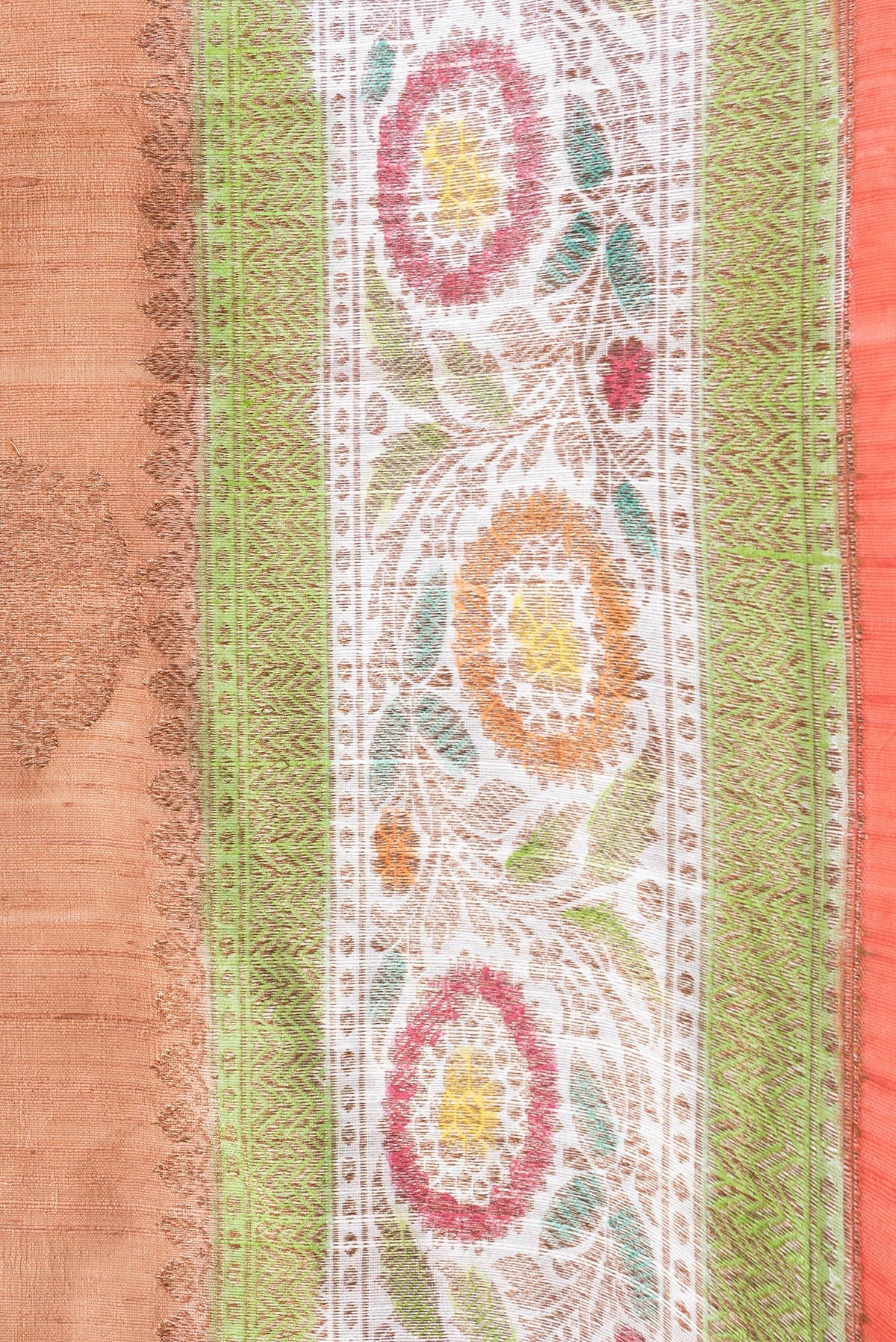 Border image of Brown Dual Tone Raw Silk Saree with Zari Butta on the body and Zari Border. 