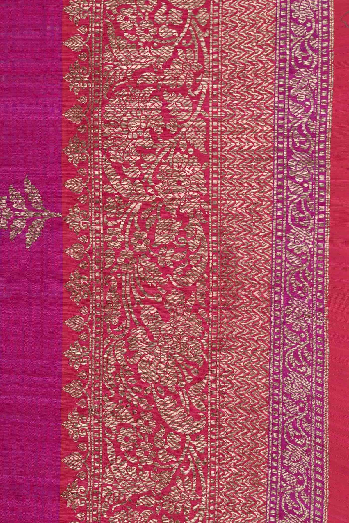 Border image of Pink Dual Tone Raw Silk Saree with Zari Butta on the body and Zari Border