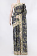 Black Dual Tone Tussar Saree with Printed design on the body and Embroidery Border displayed on a mannequin