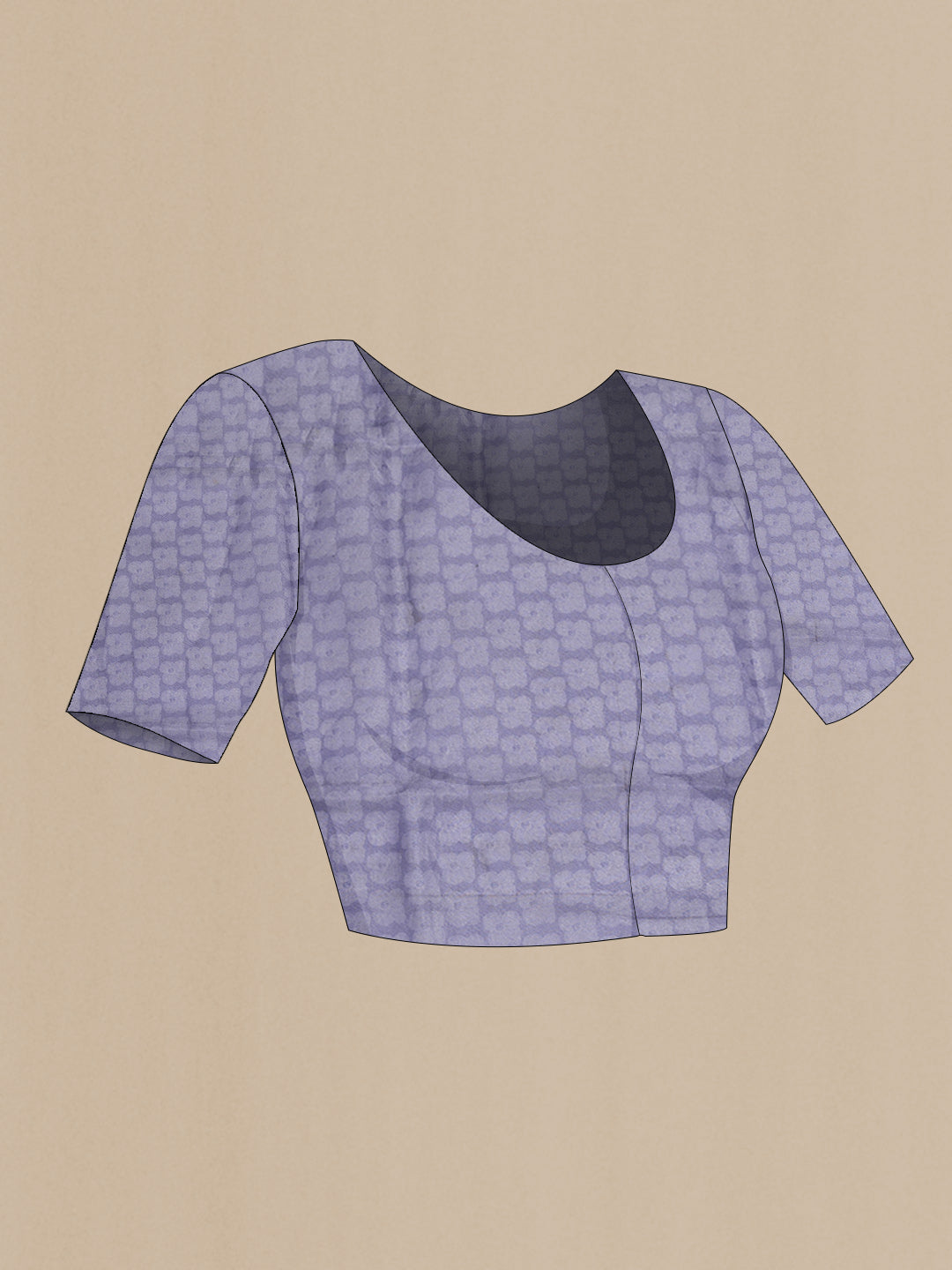 Close up image of the blouse of Lavender Dual Tone Organza Silk Saree with Embroidery on the body and Embroidery Border