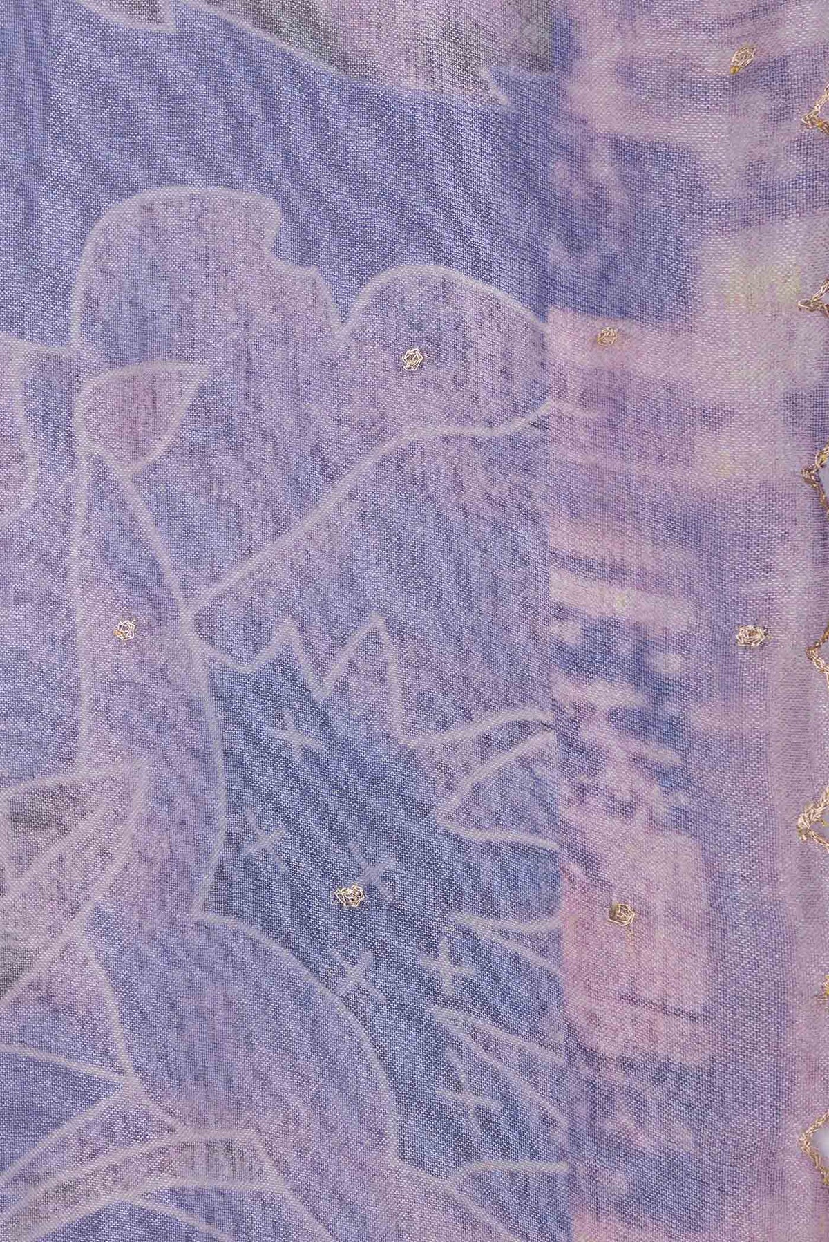 Border image of Lavender Dual Tone Organza Silk Saree with Embroidery on the body and Embroidery Border