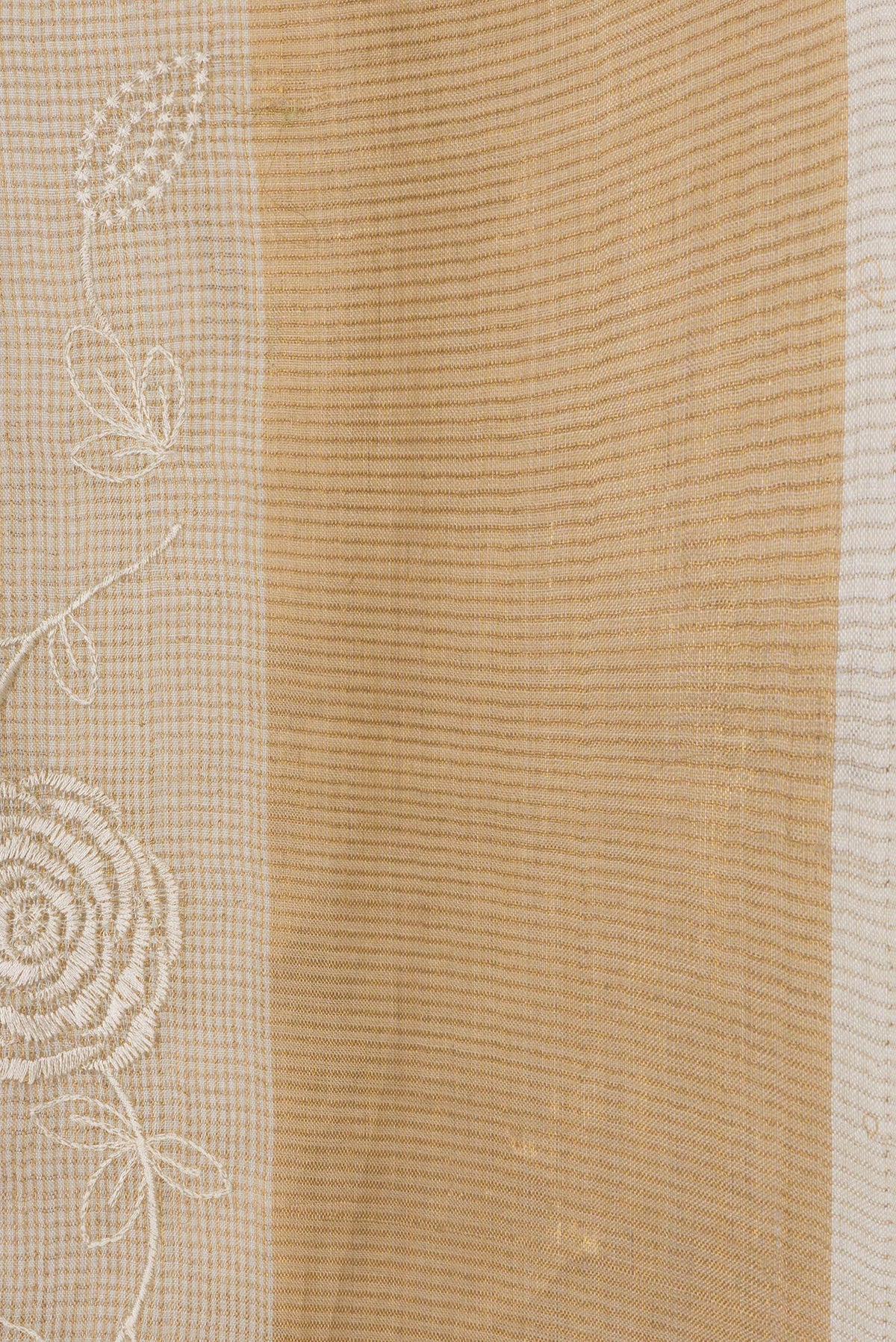 Border image of Sandal Dual Tone Tussar Silk Saree with Embroidery on the body and Zari Border. 