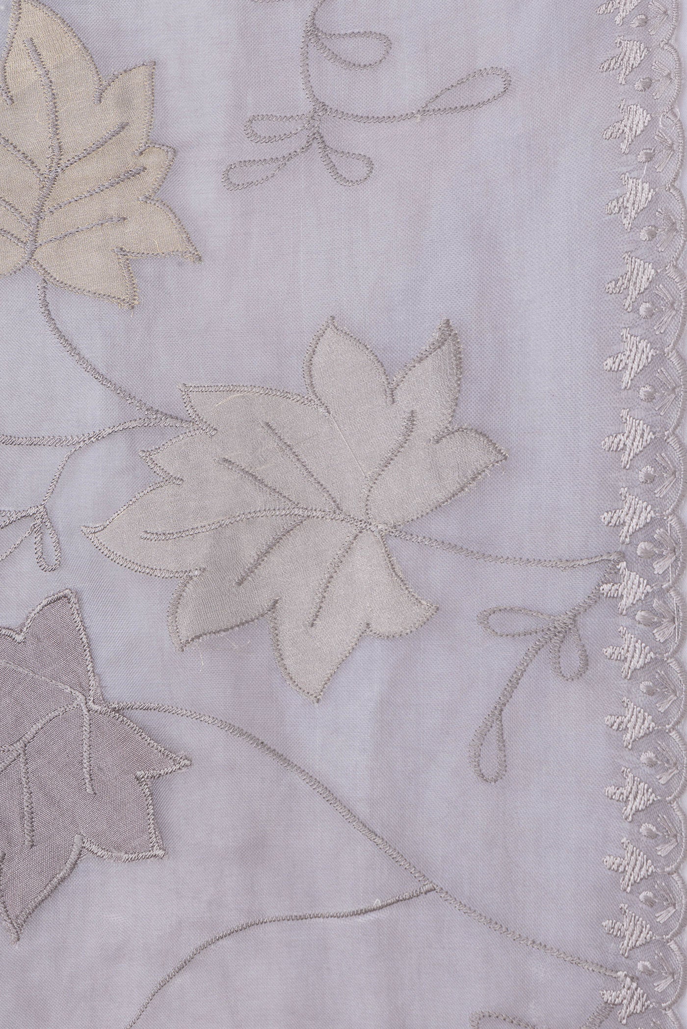 Border image of Grey Dual Tone Organza Silk Saree with Embroidery on the body and Embroidery Border. 