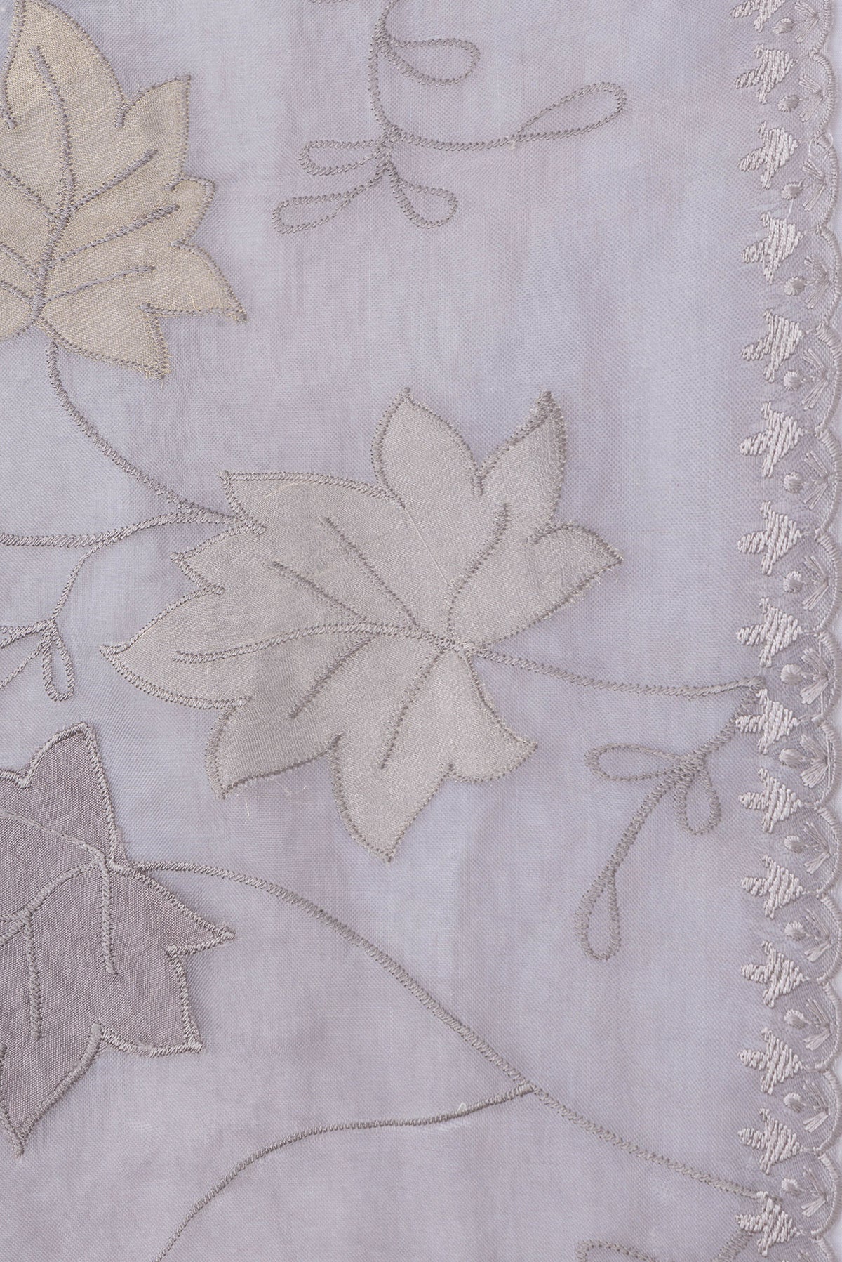 Border image of Grey Dual Tone Organza Silk Saree with Embroidery on the body and Embroidery Border. 