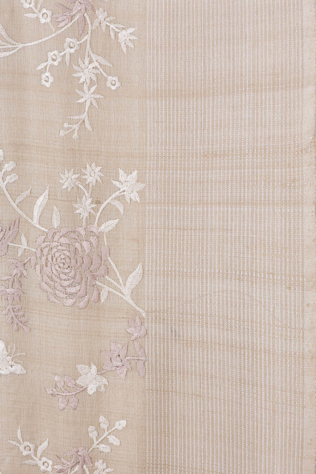 Border image of Beige Dual Tone Tussar Silk Saree with Embroidery on the body and Thread Border. 