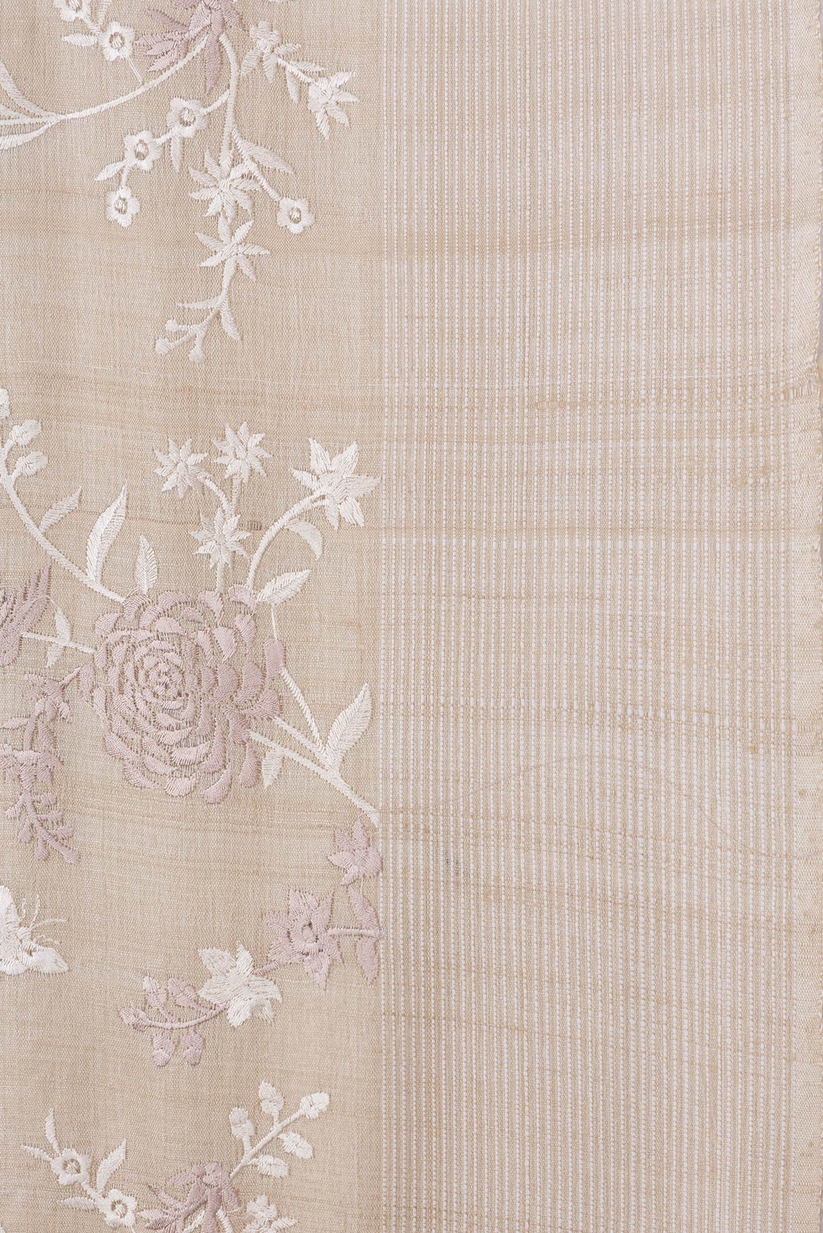 Border image of Beige Dual Tone Tussar Silk Saree with Embroidery on the body and Thread Border. 