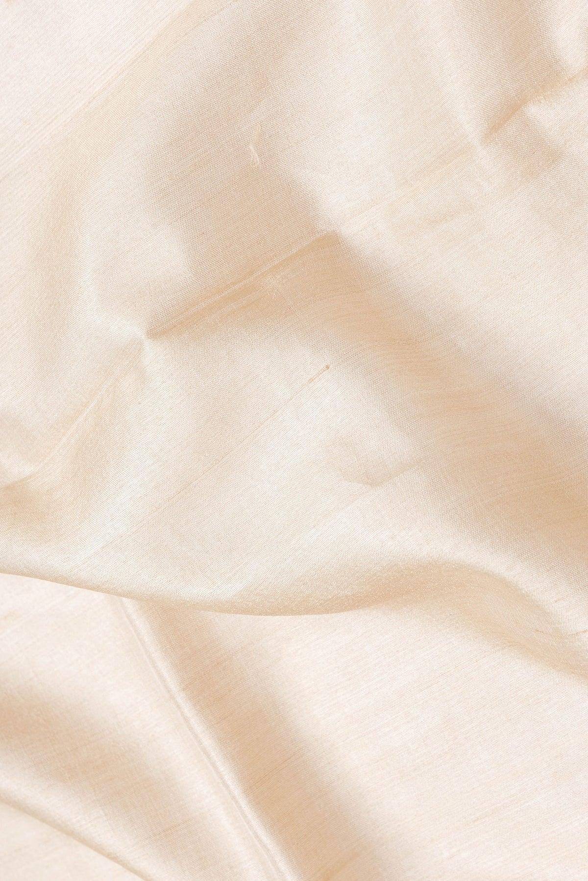 Close up of Beige Dual Tone Tussar Silk Saree with Plain Body and Thread Border.  displaying folds