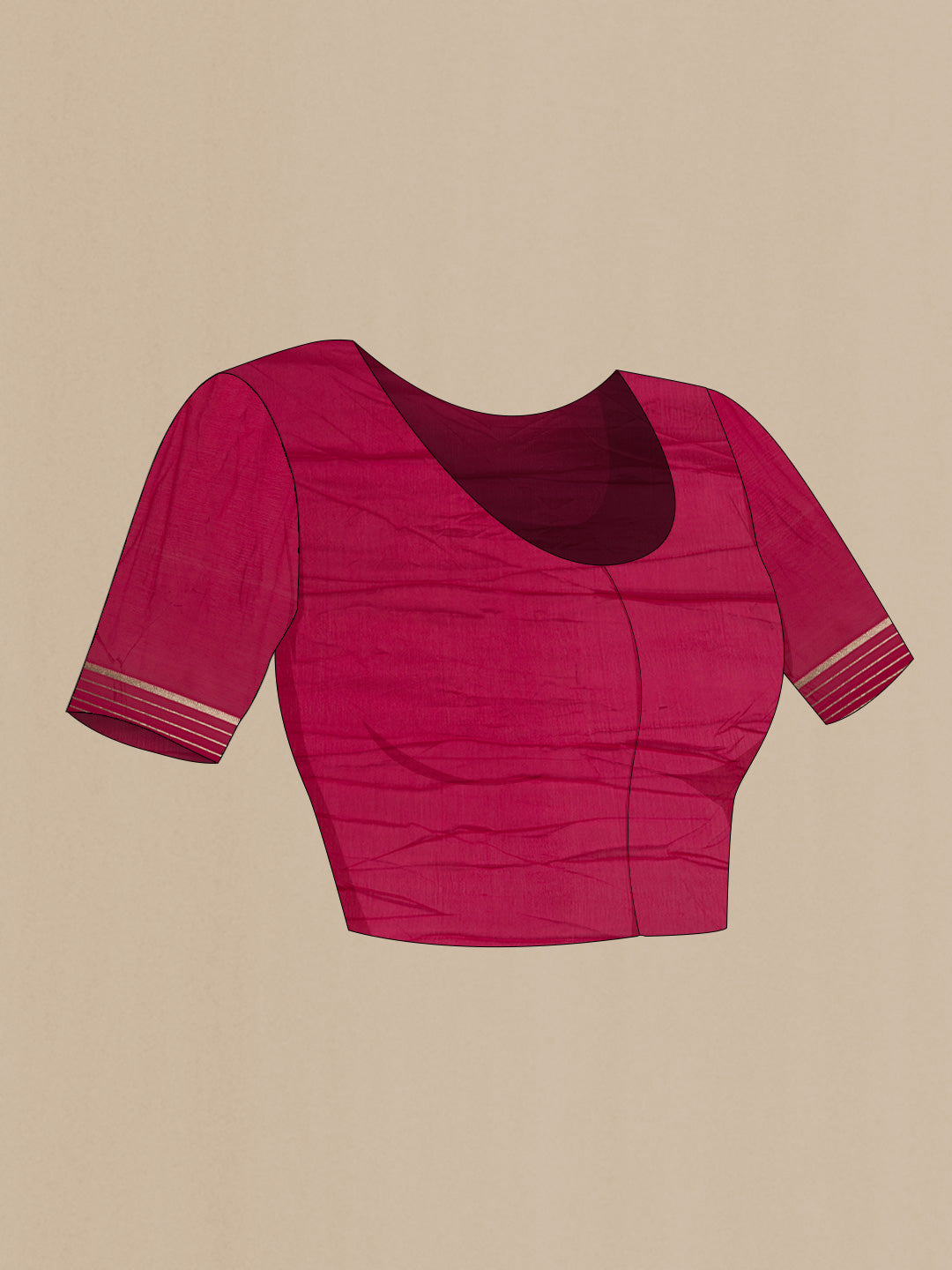Close up image of the blouse of Pink Dual Tone Mysore Georgette Saree with Stripes on the body and Zari Border