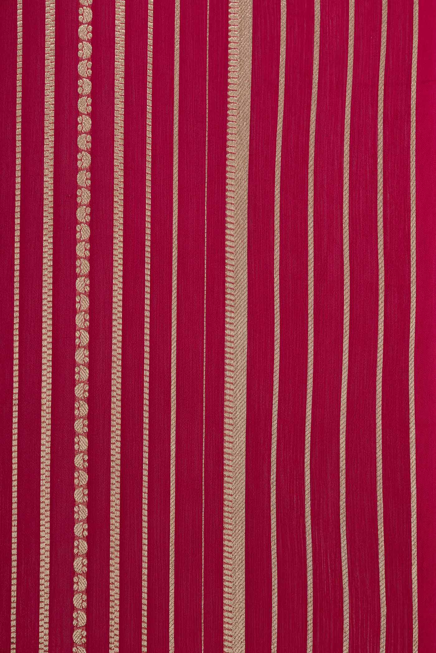 Border image of Pink Dual Tone Mysore Georgette Saree with Stripes on the body and Zari Border
