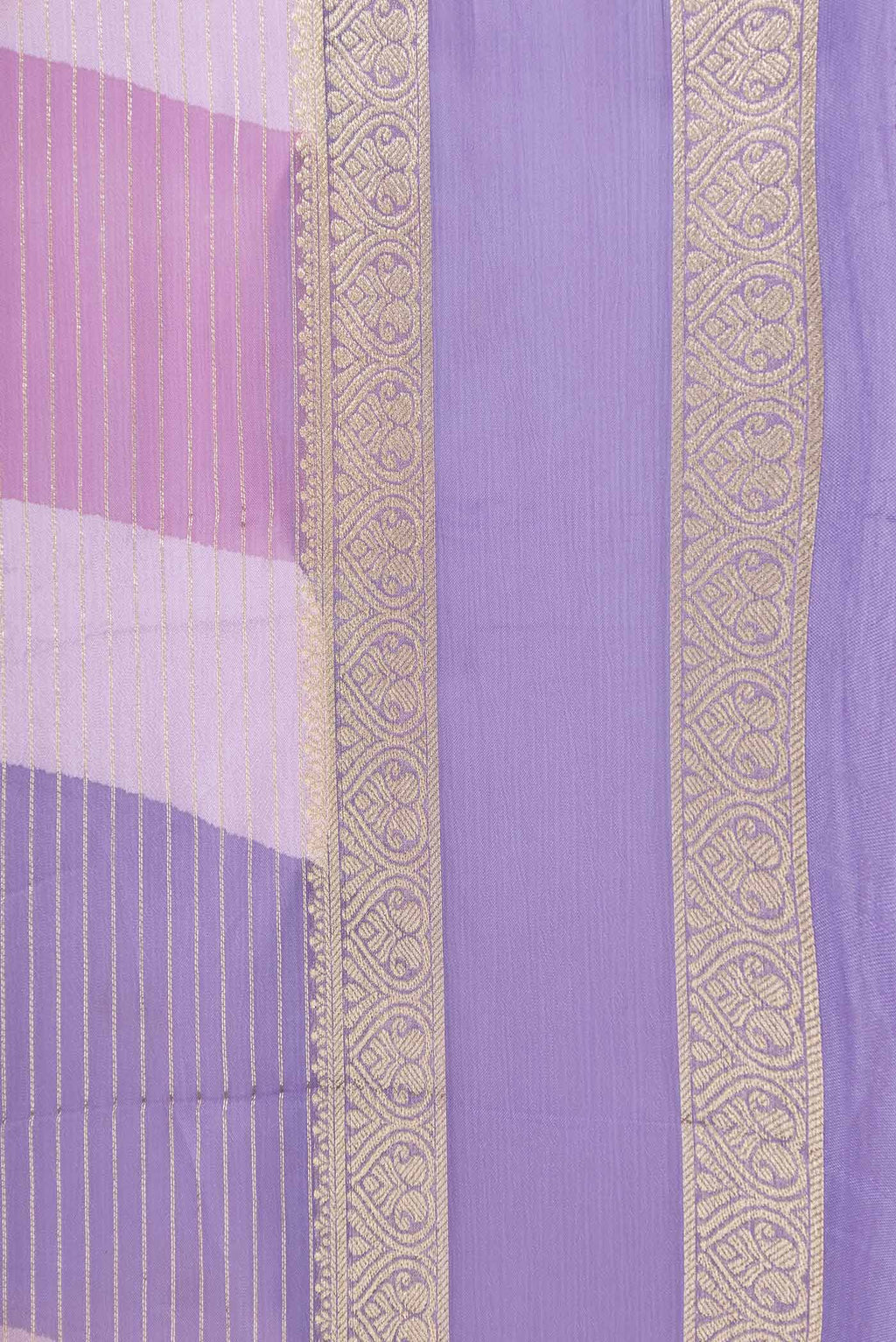 Border image of Lavender Dual Tone Mysore Georgette Saree with Zari Brocade on the body and Zari Border
