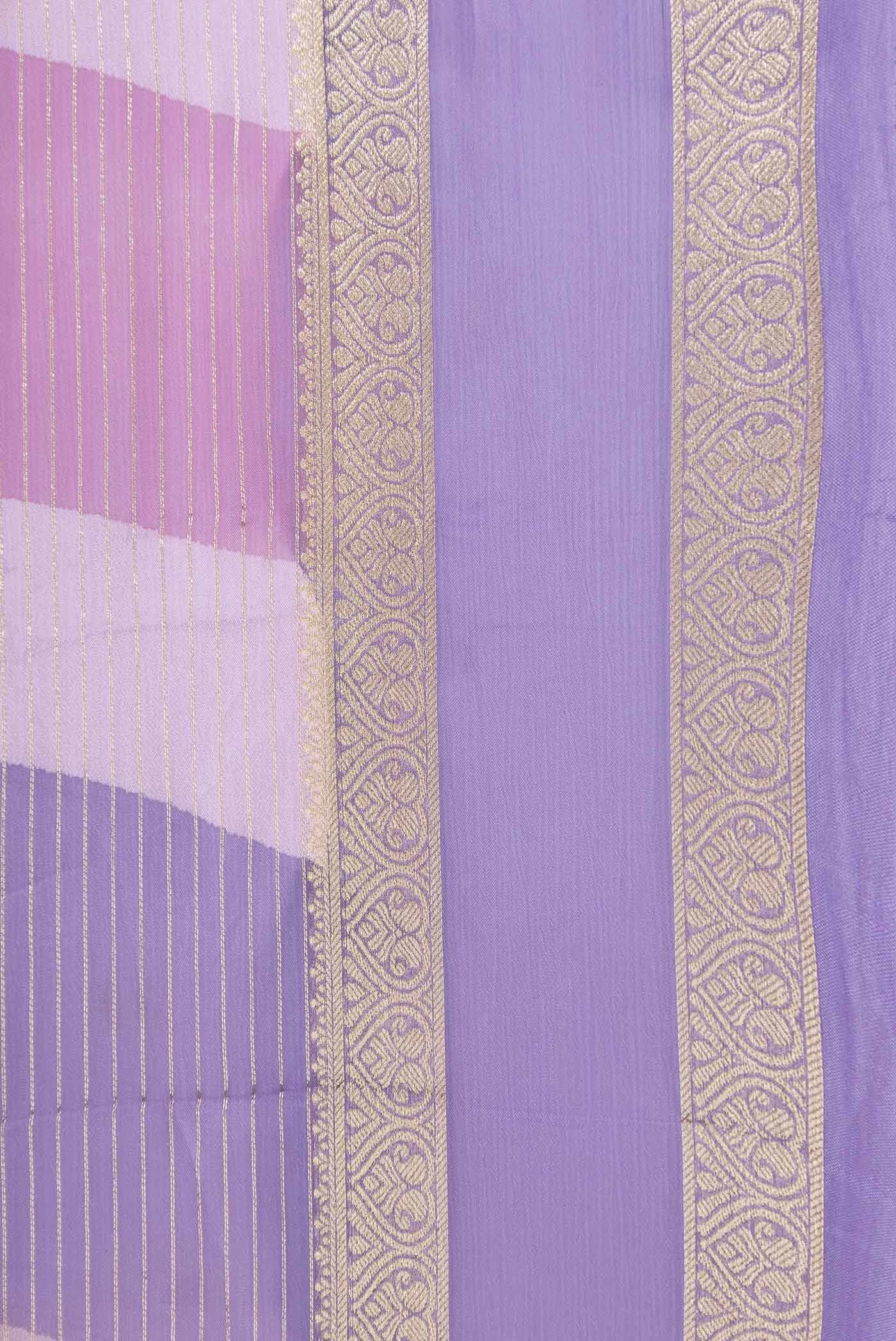 Border image of Lavender Dual Tone Mysore Georgette Saree with Zari Brocade on the body and Zari Border