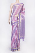 Lavender Dual Tone Mysore Georgette Saree with Zari Brocade on the body and Zari Border displayed on a mannequin