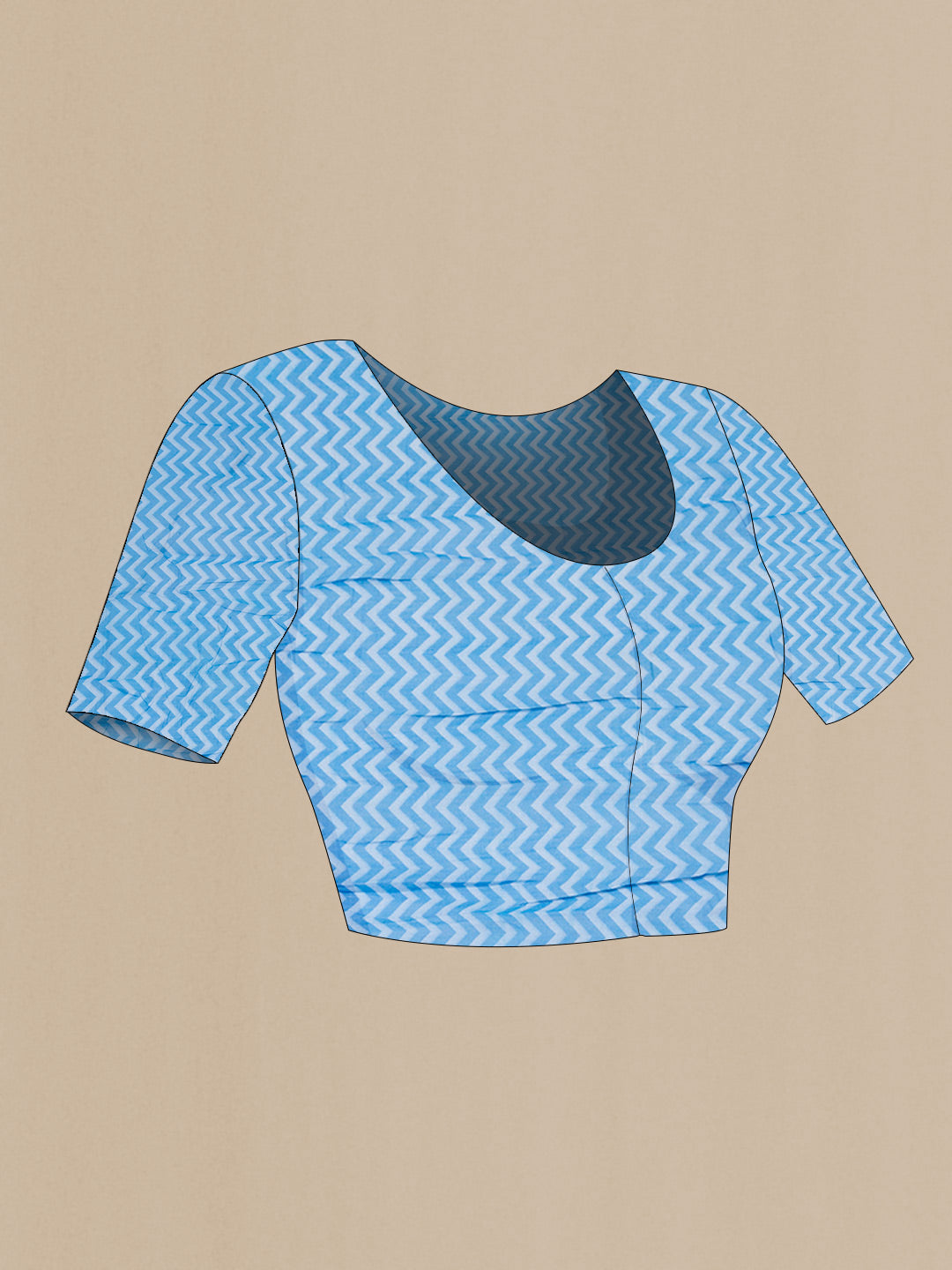 Close up image of the blouse of Blue Dual Tone Tussar Saree with Embroidery on the body and Embroidery Border