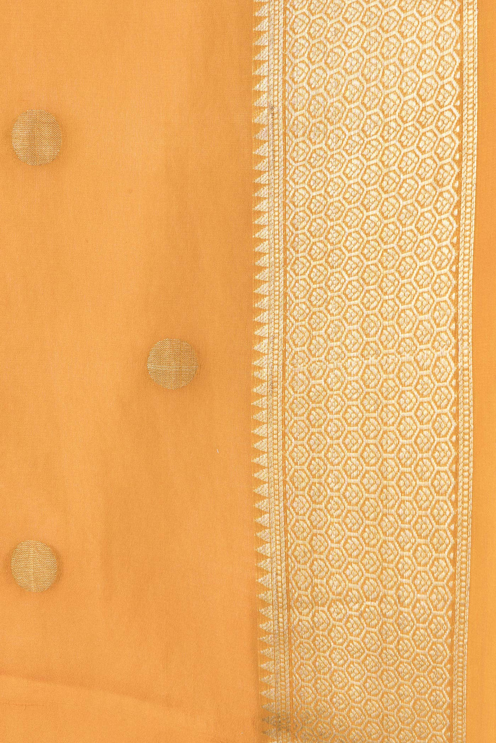 Border image of Mustard Dual Tone Georgette Saree with Zari Butta on the body and Zari Border. 