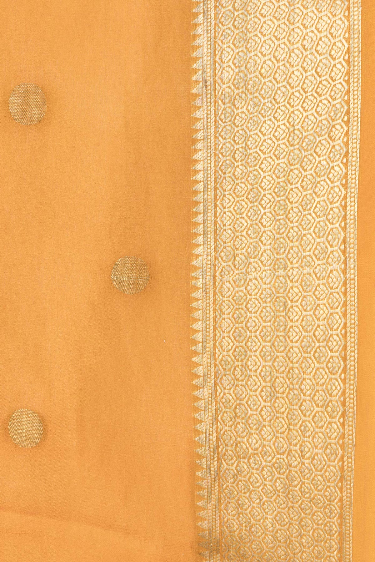 Border image of Mustard Dual Tone Georgette Saree with Zari Butta on the body and Zari Border. 
