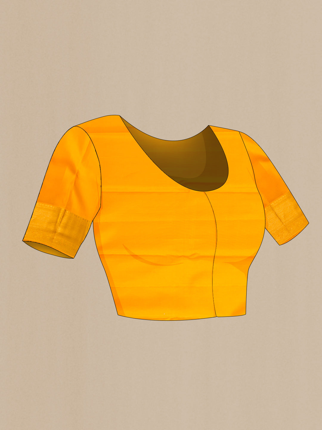 Close up image of the blouse of Navy Blue Dual Tone Kanjivaram Silk Saree with Zari Brocade on the body and Zari Border. 