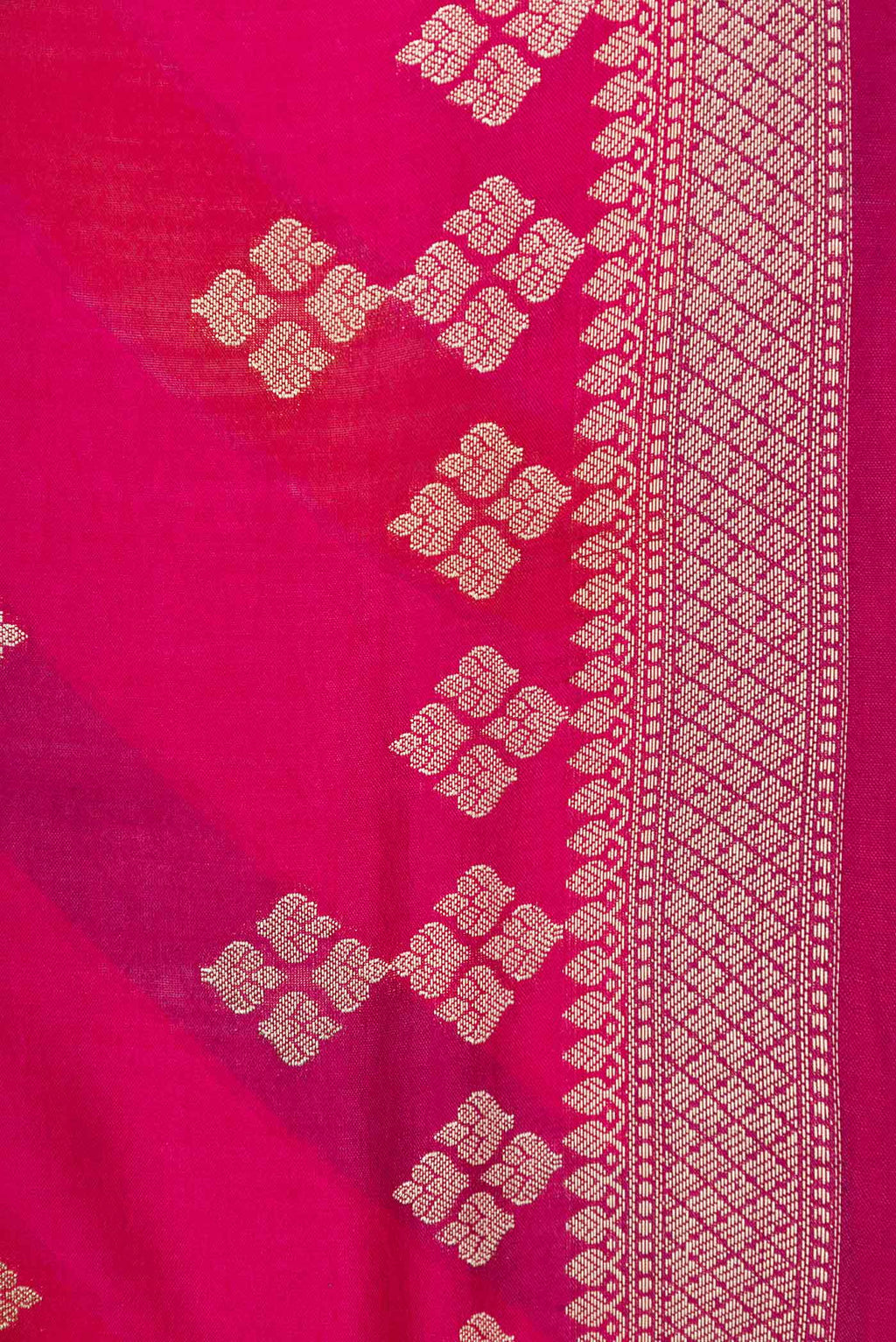 Border image of Pink Banarasi Raw Silk Saree with Zari Butta on the body and Zari Border
