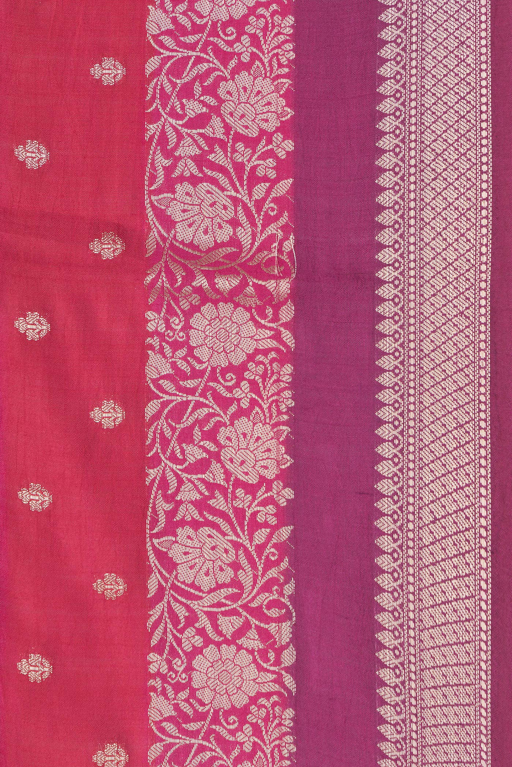 Border image of Purple and Maroon Color Tussar Silk Saree with Zari Brocade on the body and Zari Border. 