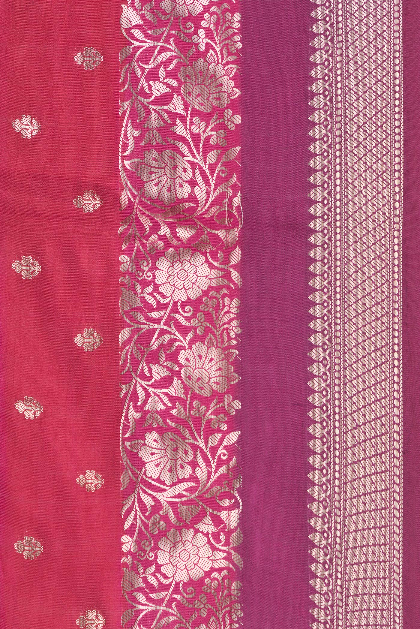 Border image of Purple and Maroon Color Tussar Silk Saree with Zari Brocade on the body and Zari Border. 