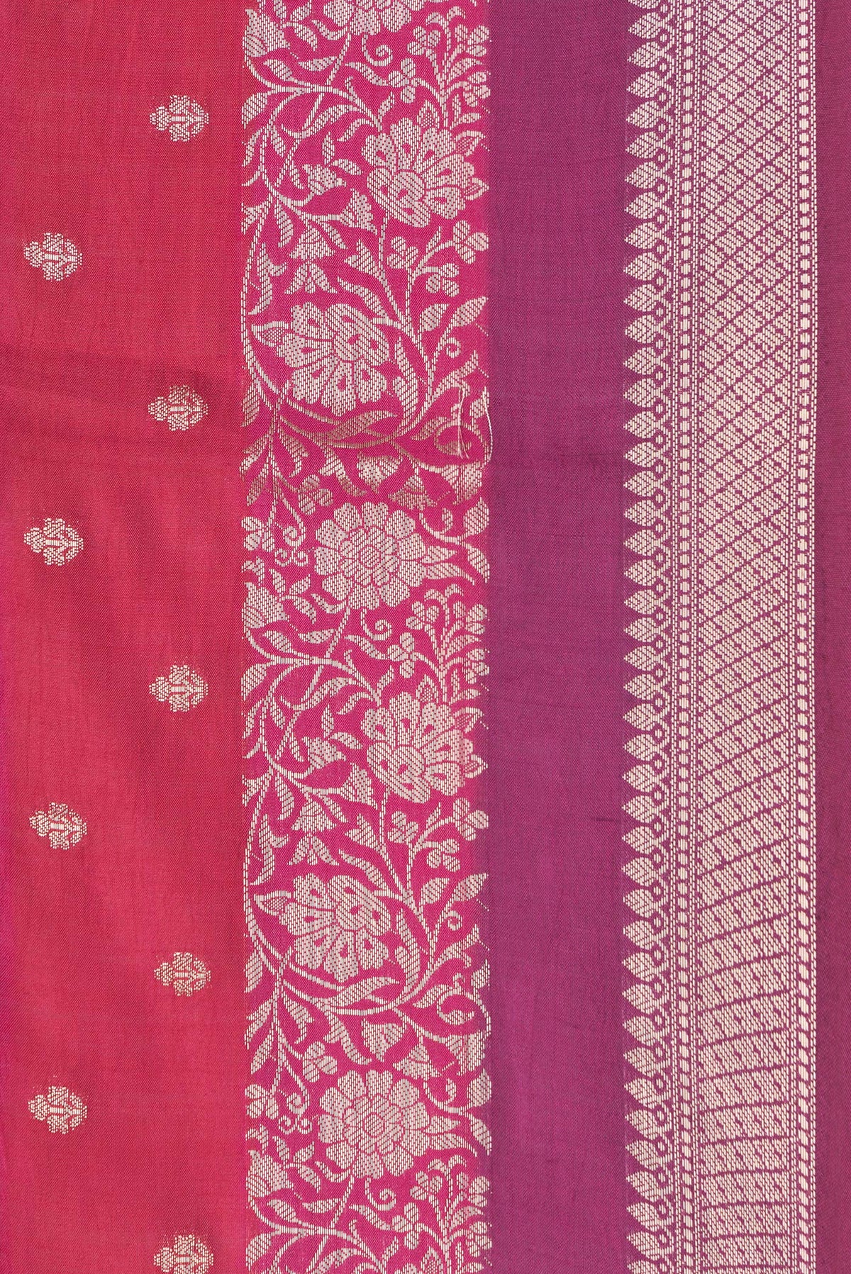 Border image of Purple and Maroon Color Tussar Silk Saree with Zari Brocade on the body and Zari Border. 