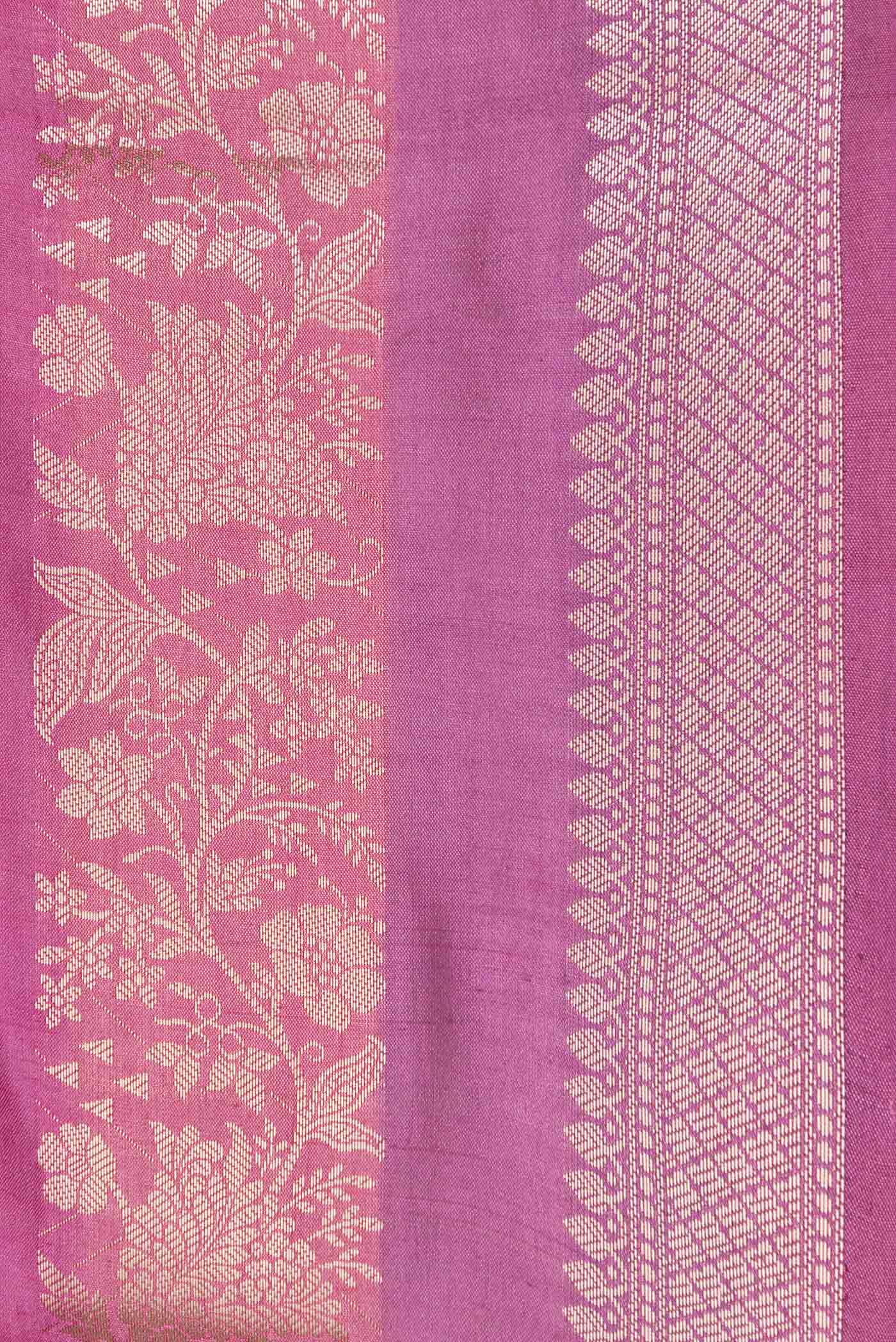 Border image of Multi Color Banarasi Raw Silk Saree with Stripes on the body and Zari Border