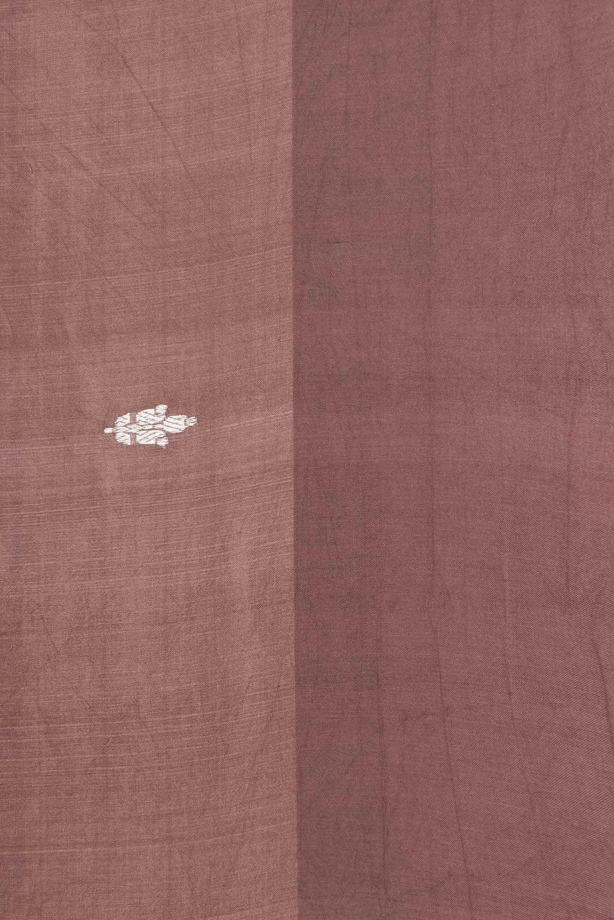 Border image of Brown and Sandal Color Tussar Silk Saree with Zari Butta on the body and Plain Border
