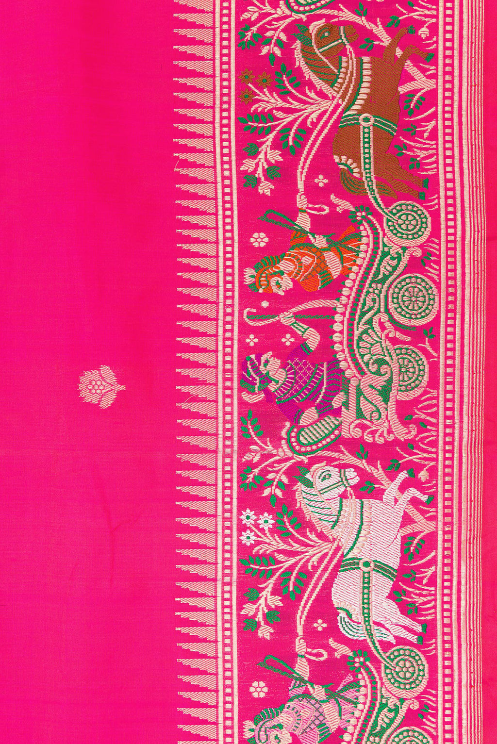 Border image of Pink Dual Tone Banarasi Silk Saree with Zari Butta on the body and Zari Border. 