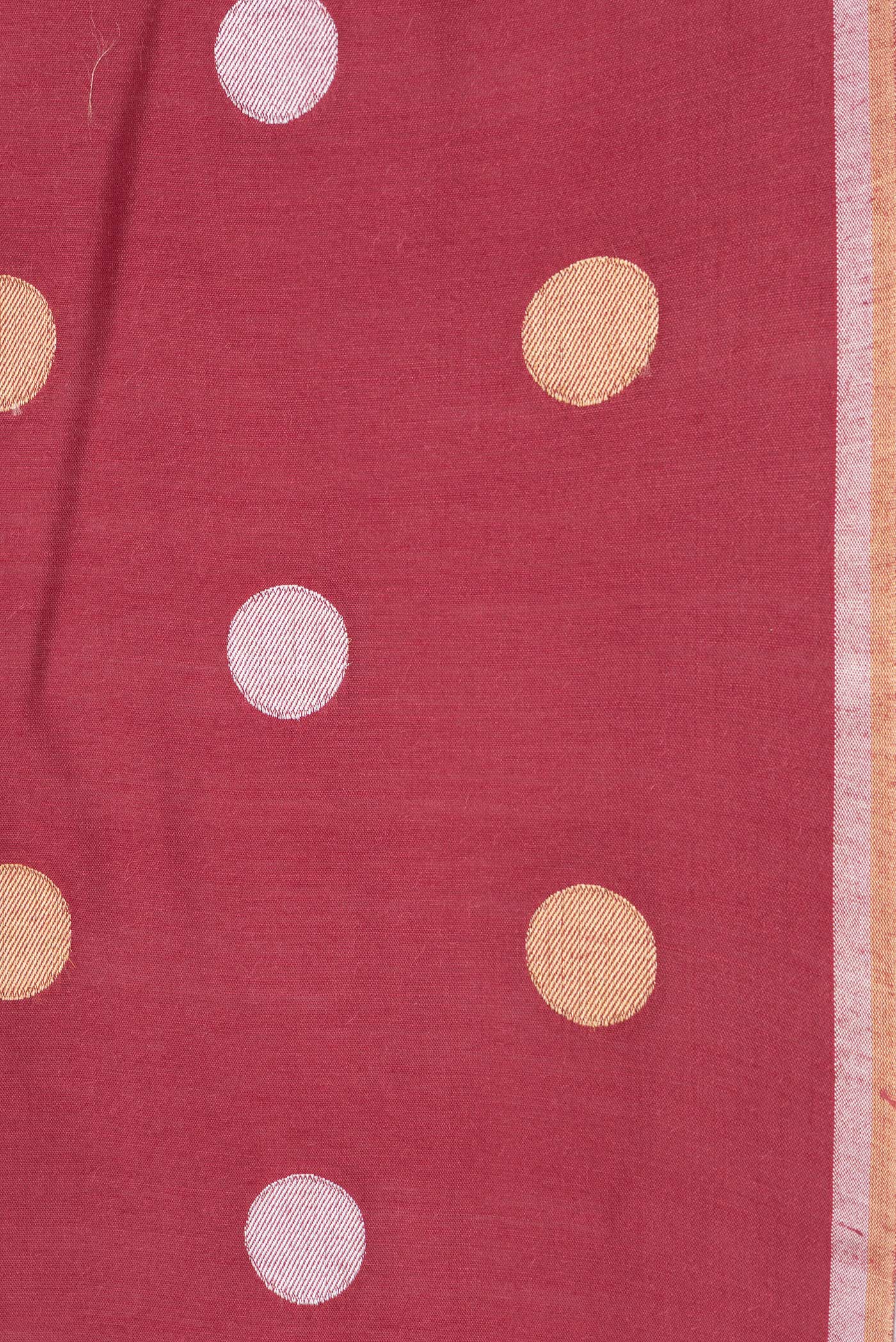 Border image of Maroon Dual Tone Tussar Silk Saree with Zari Butta on the body and Zari Border. 