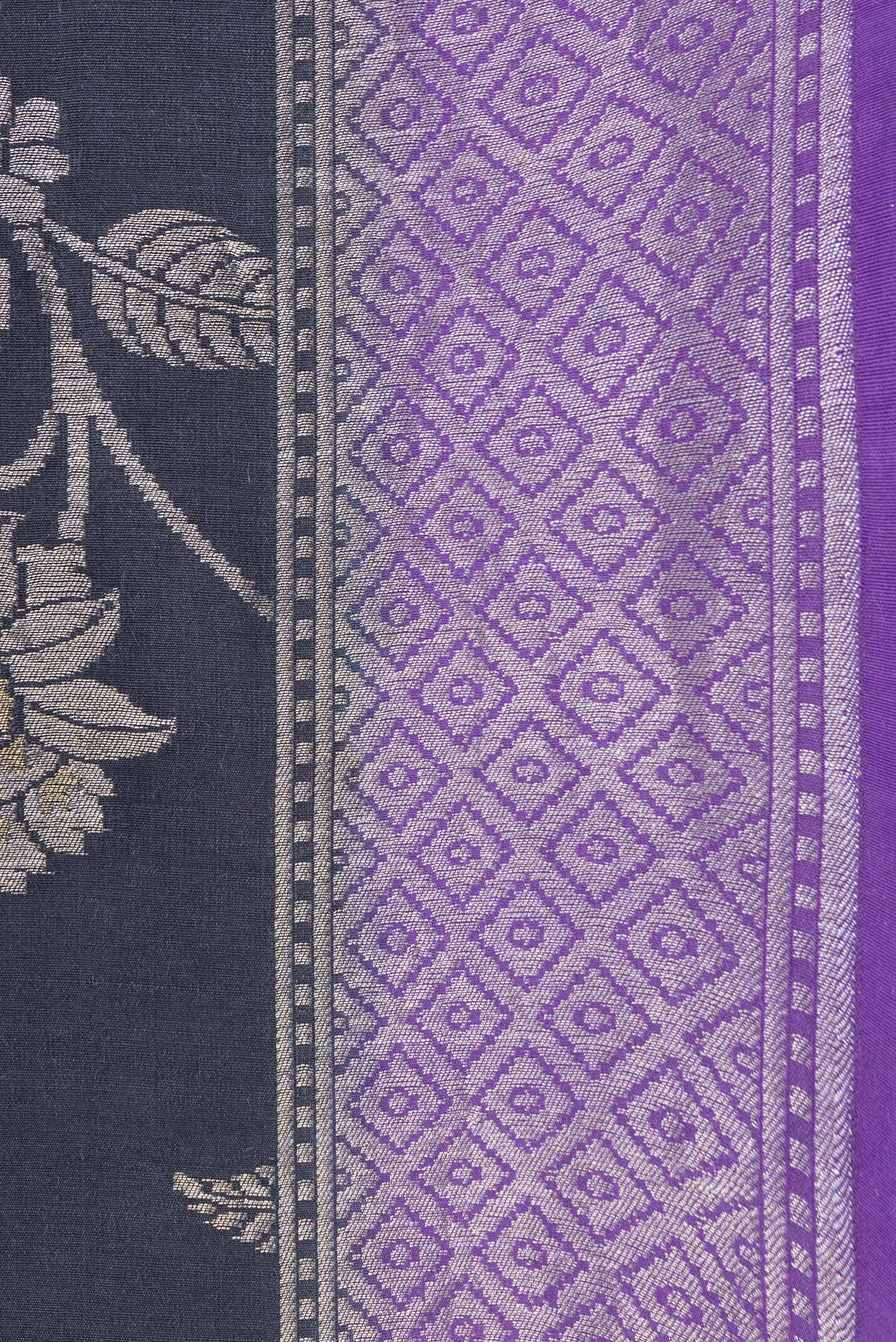 Border image of Grey Dual Tone Tussar Silk Saree with Zari Brocade on the body and Zari Border. 