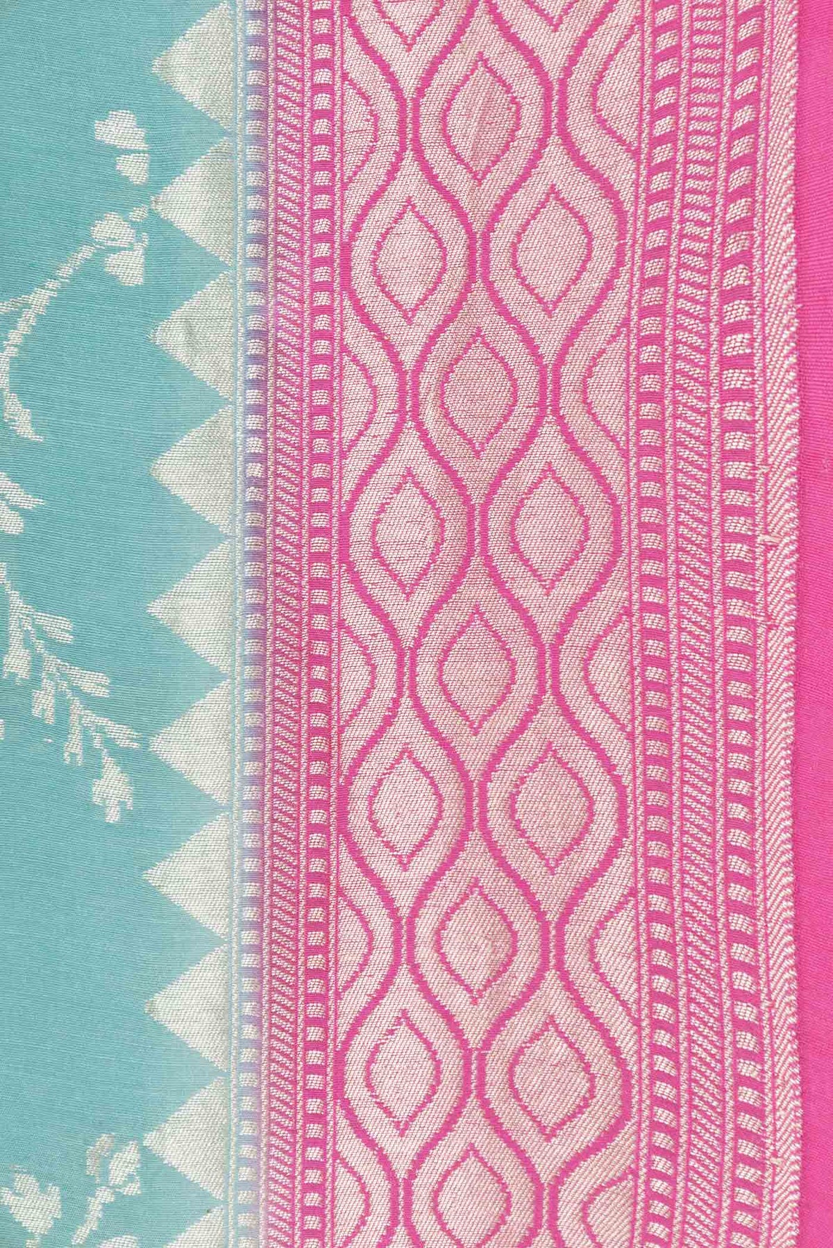Border image of Light Blue Dual Tone Tussar Silk Saree with Zari Butta on the body and Zari Border