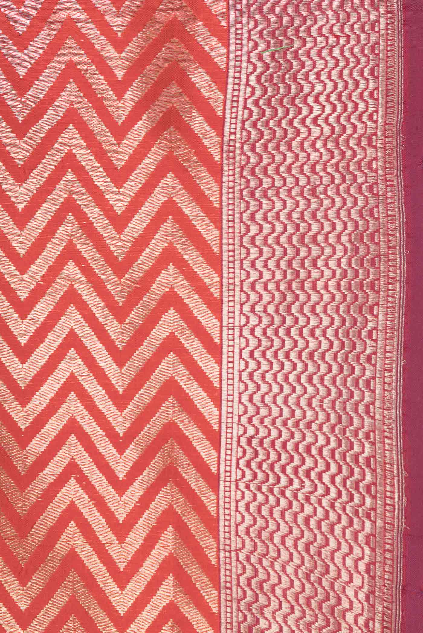 Border image of Red Dual Tone Banarasi Silk Saree with Zari Brocade on the body and Zari Border