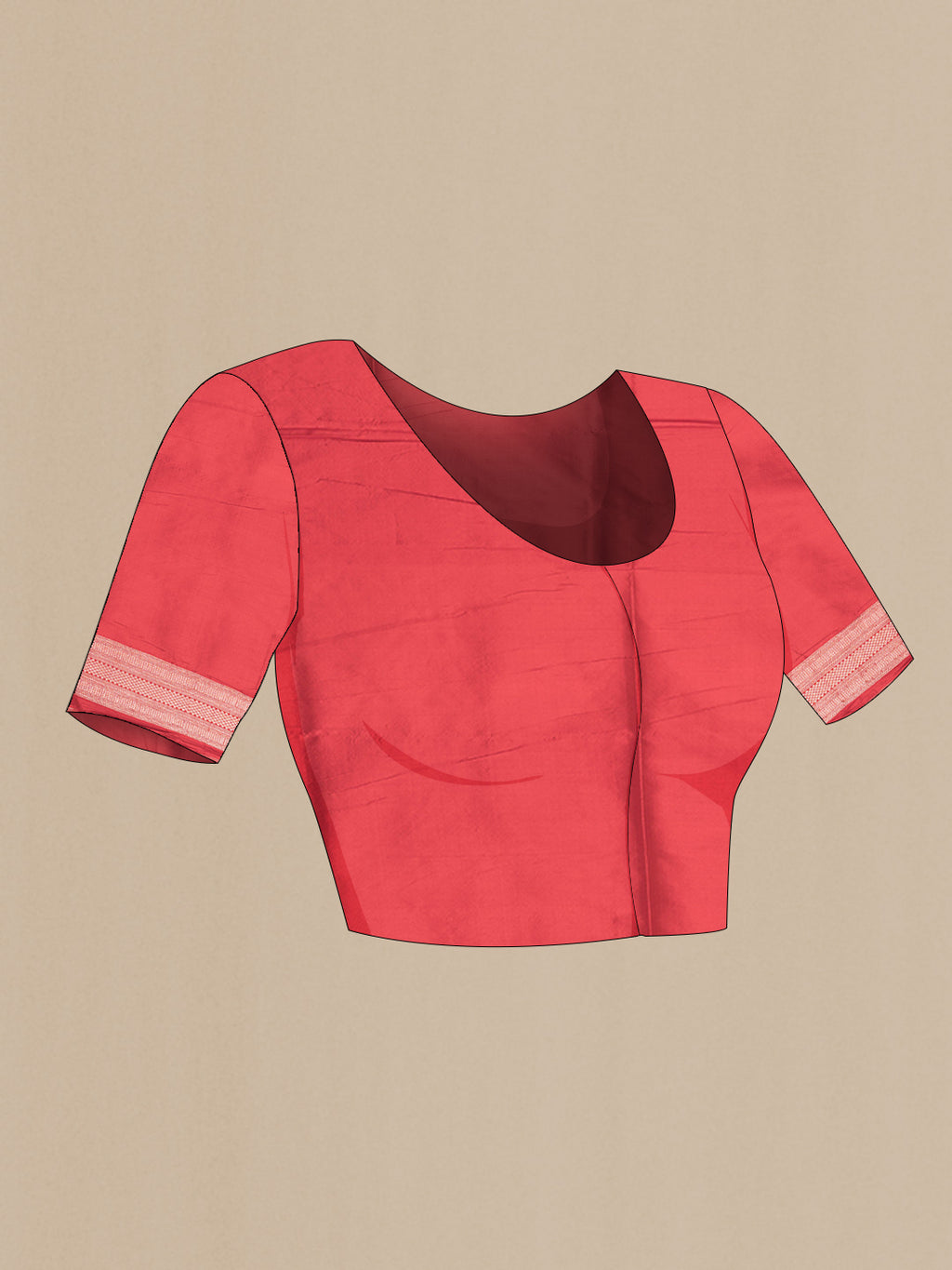 Close up image of the blouse of Red Dual Tone Banarasi Silk Saree with Zari Brocade on the body and Zari Border