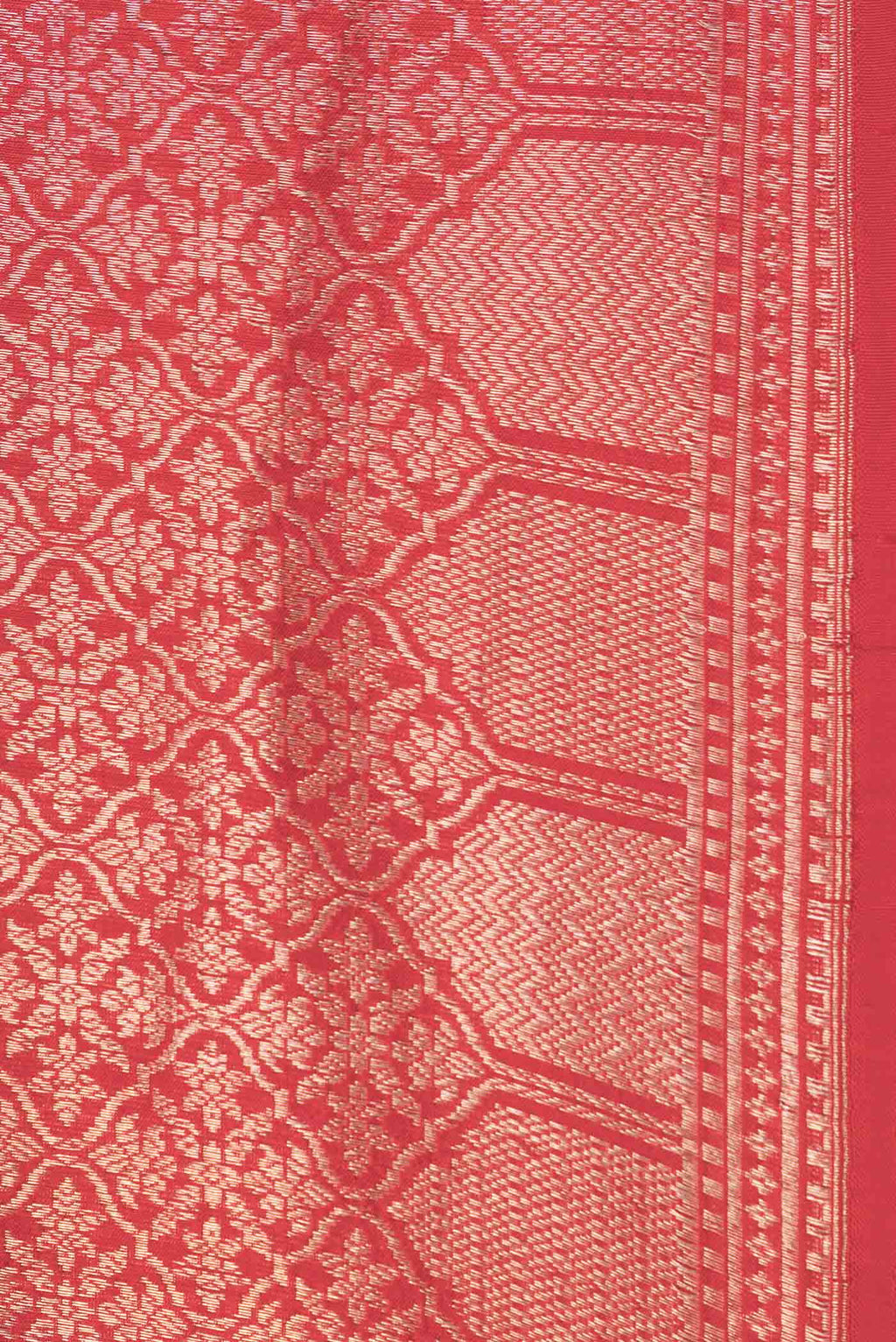 Border image of Red Dual Tone Banarasi Silk Saree with Zari Brocade on the body and Zari Border