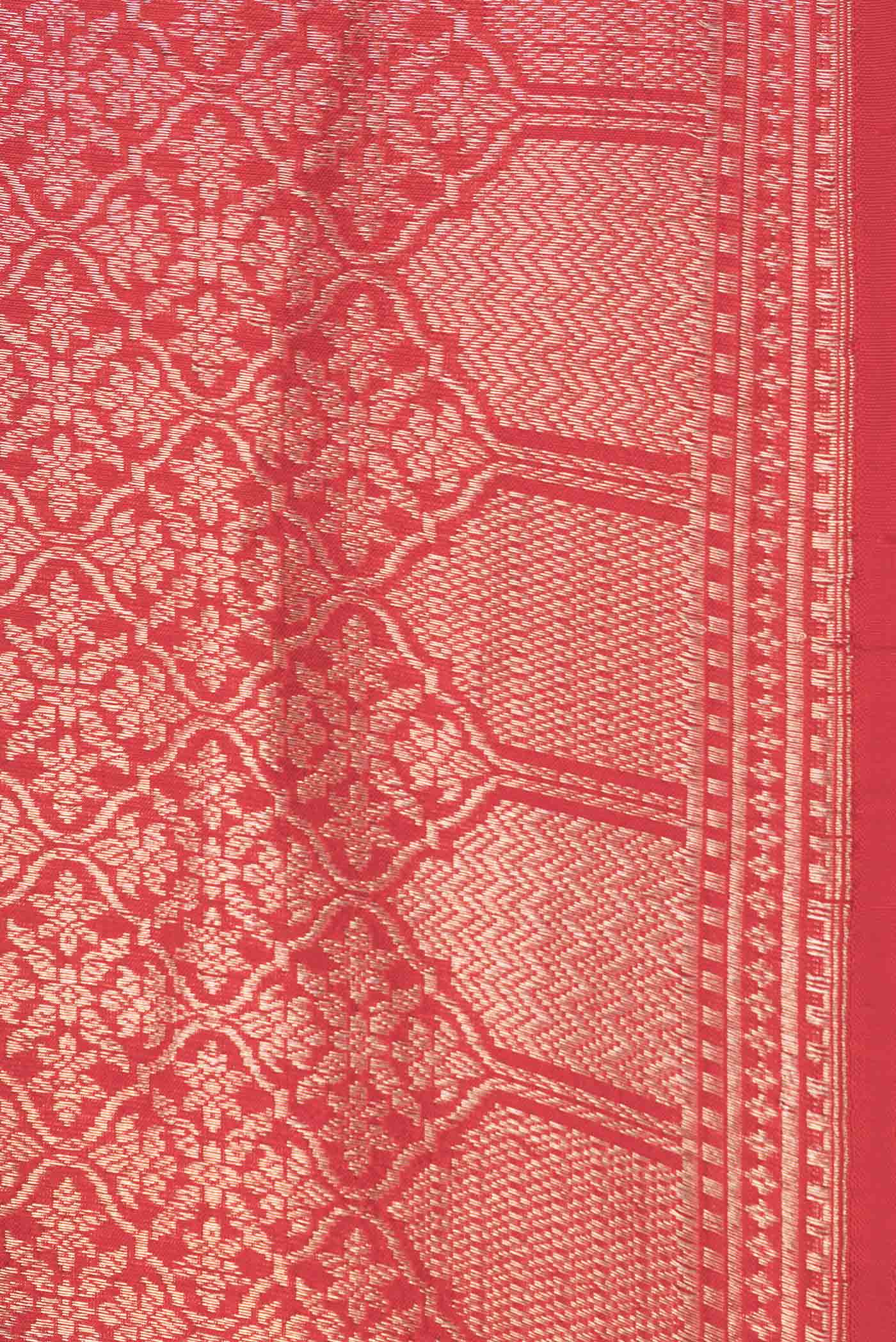 Border image of Red Dual Tone Banarasi Silk Saree with Zari Brocade on the body and Zari Border